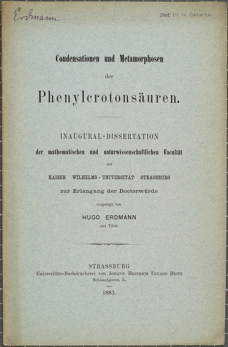 Dissertation; Erdmann, Hugo; Strassburg 1883 (Gerda und Klaus Tschira Stiftung CC BY-NC-ND)