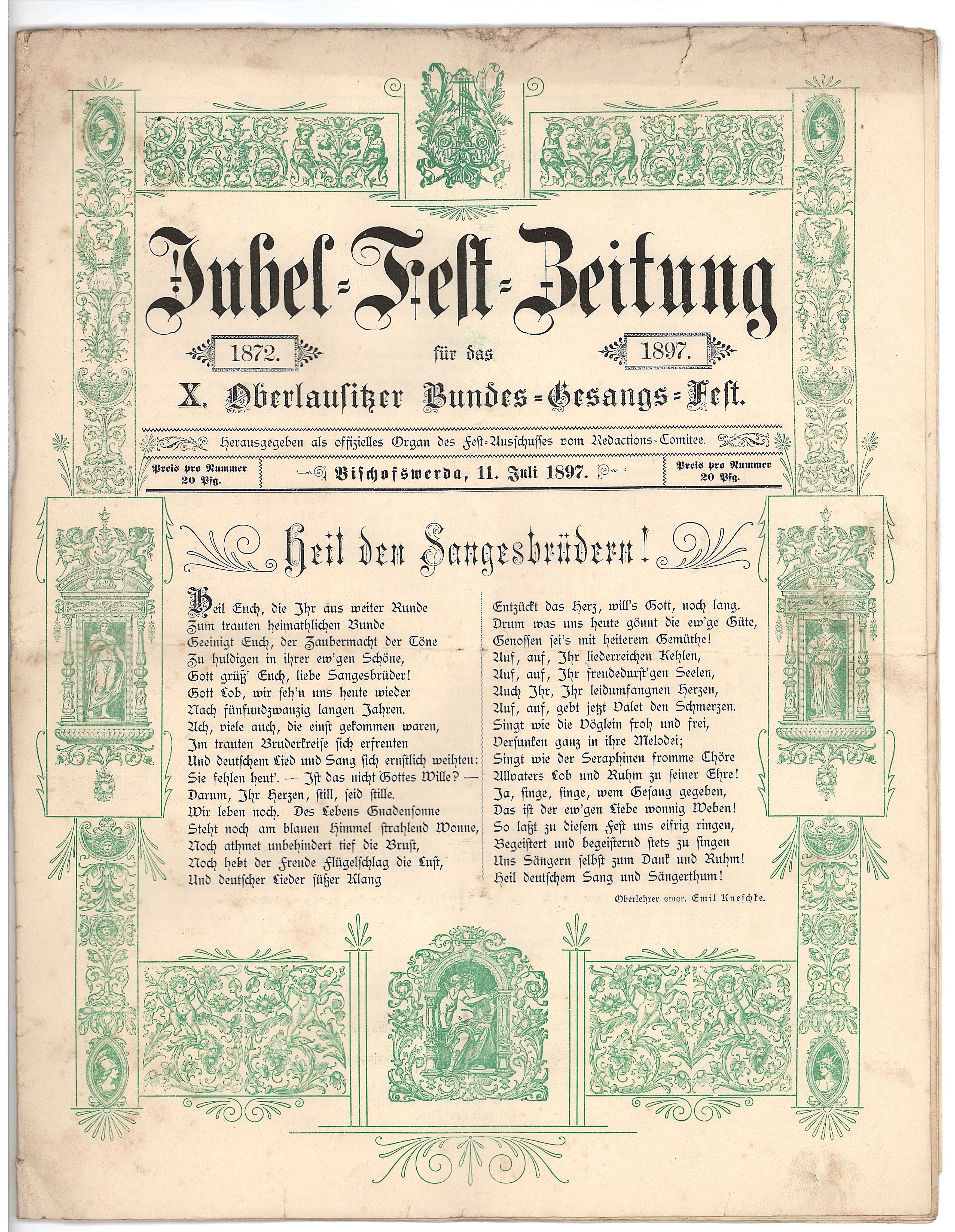 Jubel-Fest-Zeitung zum Bundes-Gesangs-Fest (Deutsches Damast- und Frottiermuseum CC BY-NC-SA)