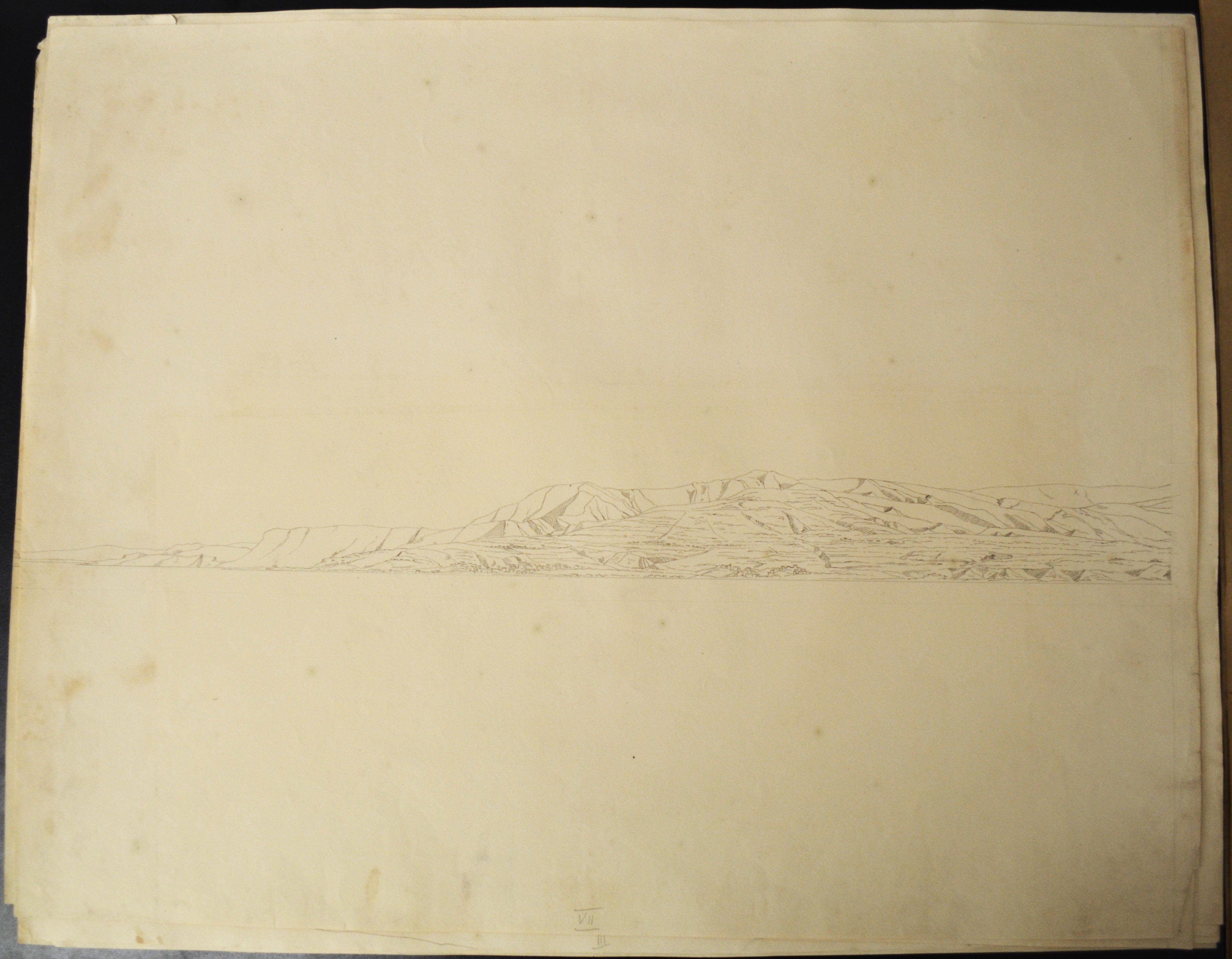 Panorama Zeichnung Messina VII (Deutsches Damast- und Frottiermuseum CC BY-NC-SA)