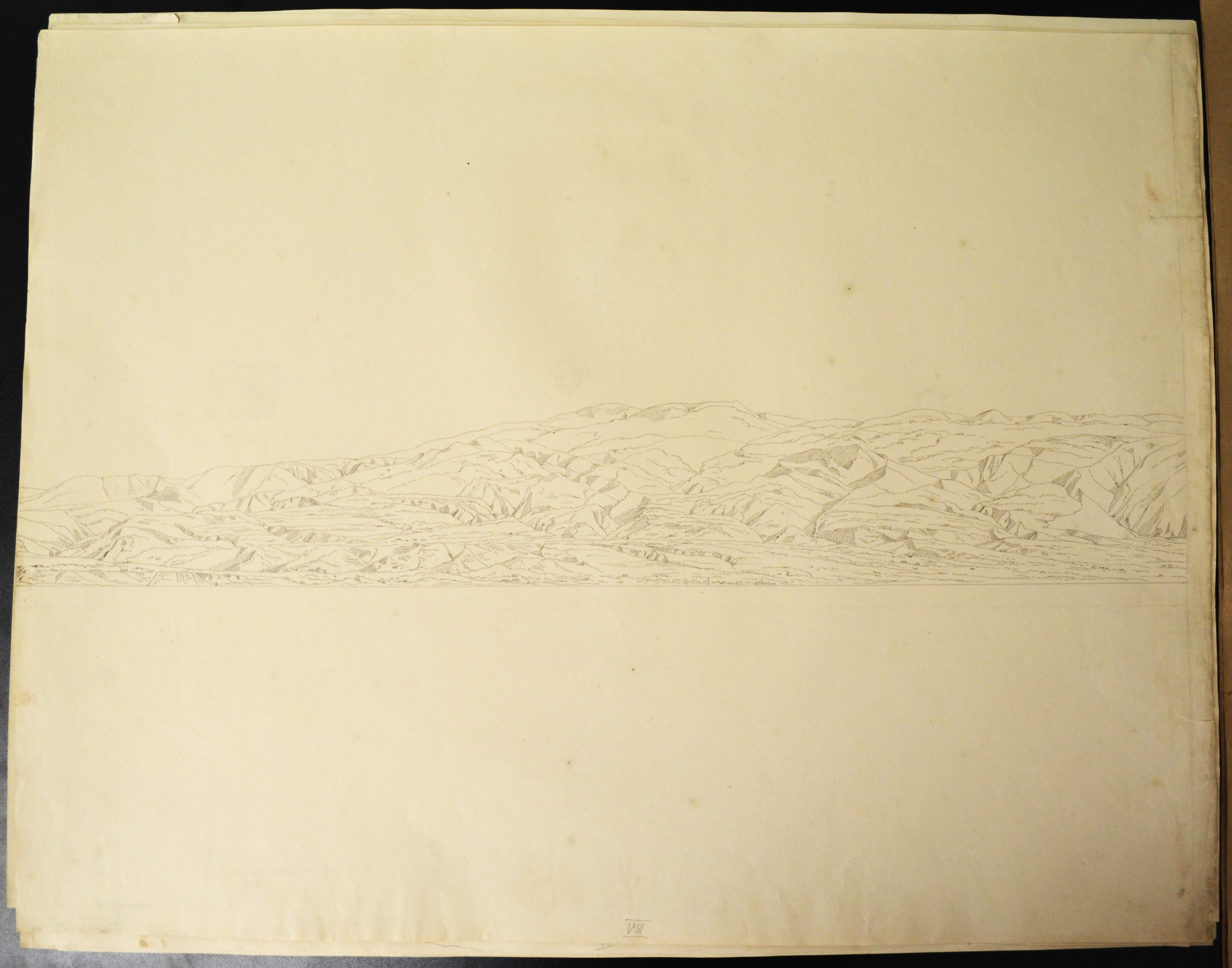 Panorama Zeichnung Messina VIII (Deutsches Damast- und Frottiermuseum CC BY-NC-SA)