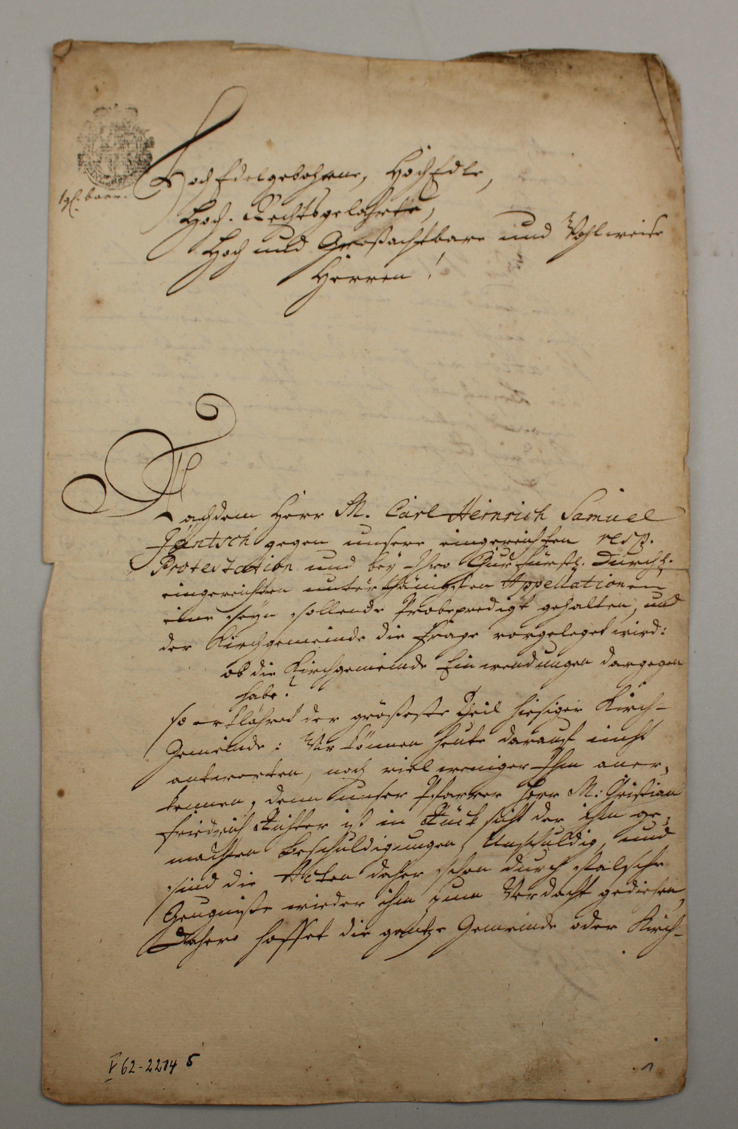 Ablehnung des Pfarrer in Großschönau 1799 (Deutsches Damast- und Frottiermuseum CC BY-NC-SA)