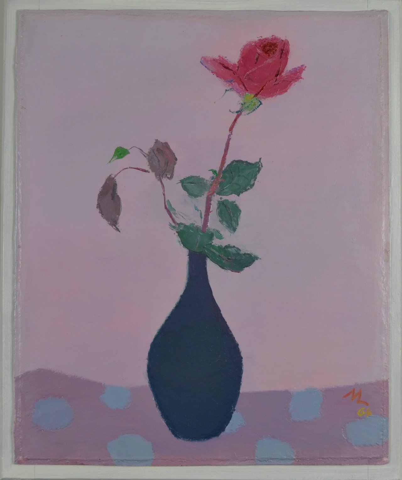 Rose in dunkler Vase (Deutsches Damast- und Frottiermuseum CC BY-NC-SA)