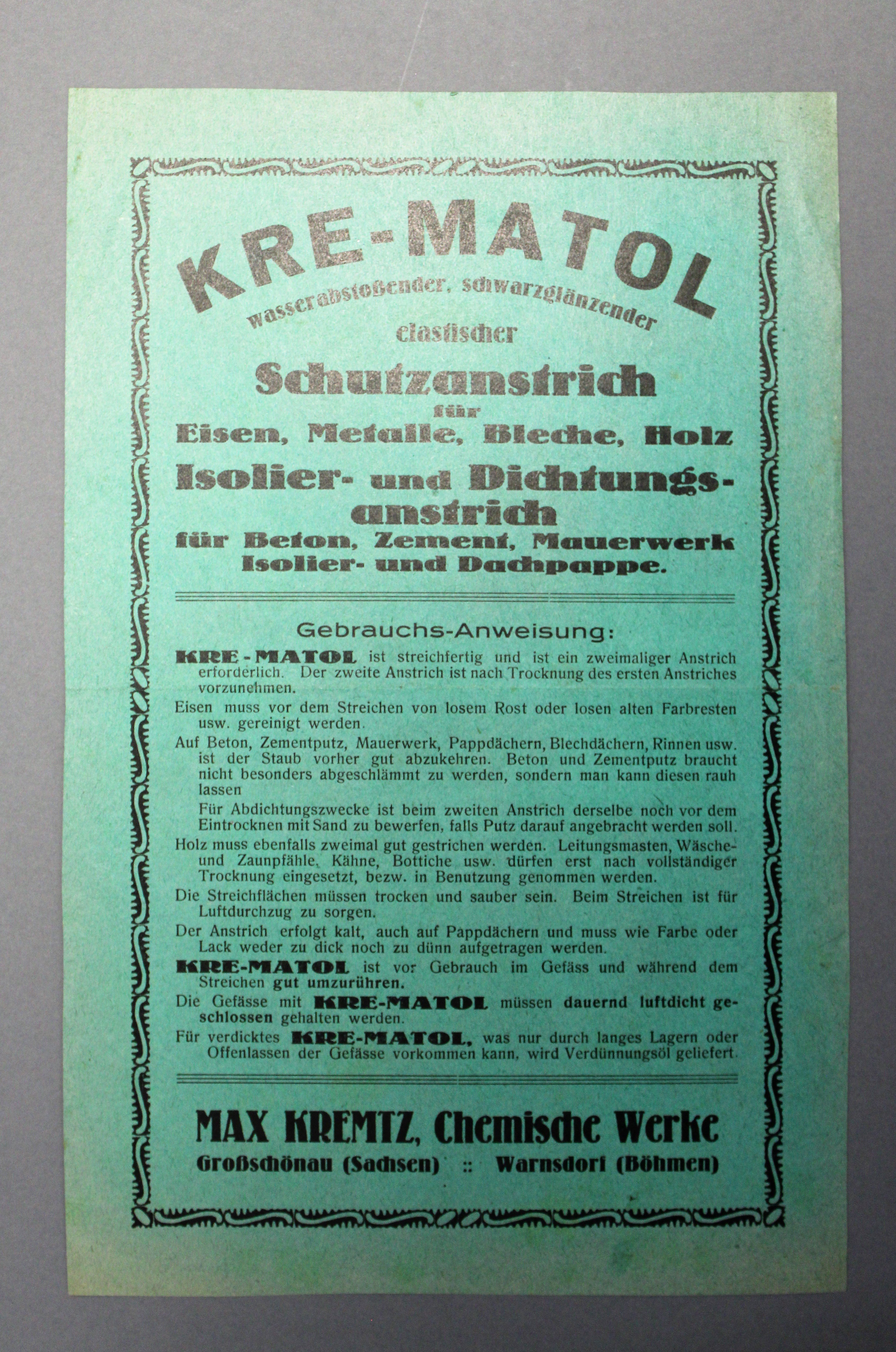 Werbemittel Fa. Max Kremtz, Chemische Werke (Deutsches Damast- und Frottiermuseum CC BY-NC-SA)