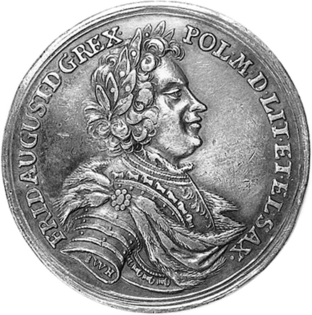 Medaille auf die Reise Friedrich August I. zur Neujahrsmesse 1704 nach Leipzig (GRASSI Museum für Angewandte Kunst, Leipzig CC BY-NC-SA)