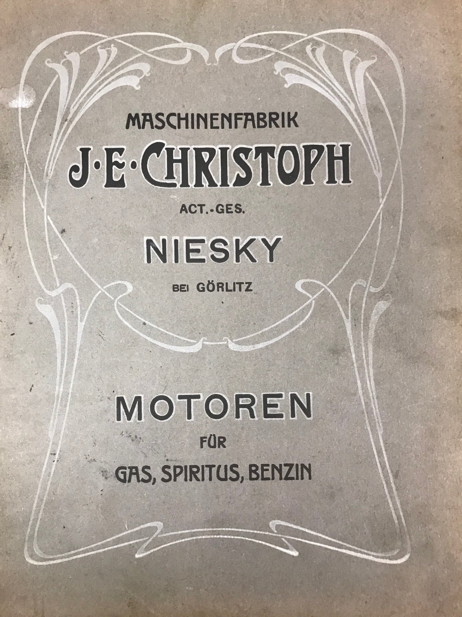 Firmenkatalog Maschinenfabrik J. E. Christoph - Motoren für Gas, Spiritus, Benzin (Museum Niesky CC BY-NC-ND)