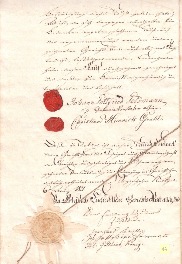 Kaufvertrag zwischen Brüdergemeine Niesky und Bäcker Christian Heinrich Gruhl (Museum Niesky CC BY-NC-ND)