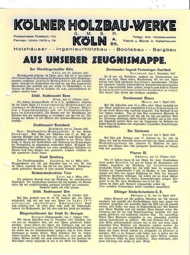 Referenzliste 1925/26 (Museum Niesky Forum Konrad-Wachsmann-Haus CC BY-NC-ND)