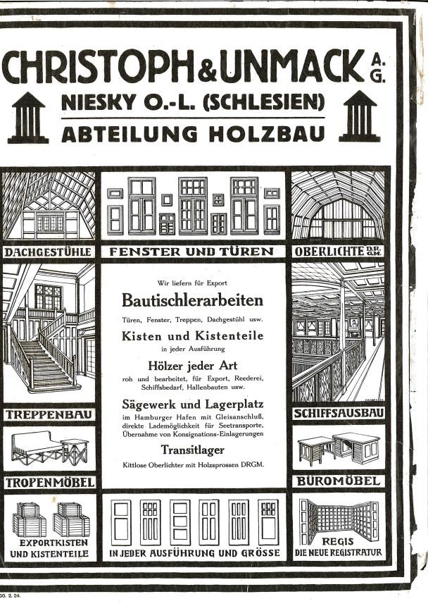 Werbeblatt Abteilung Holzbau (Museum Niesky Forum Konrad-Wachsmann-Haus CC BY-NC-ND)