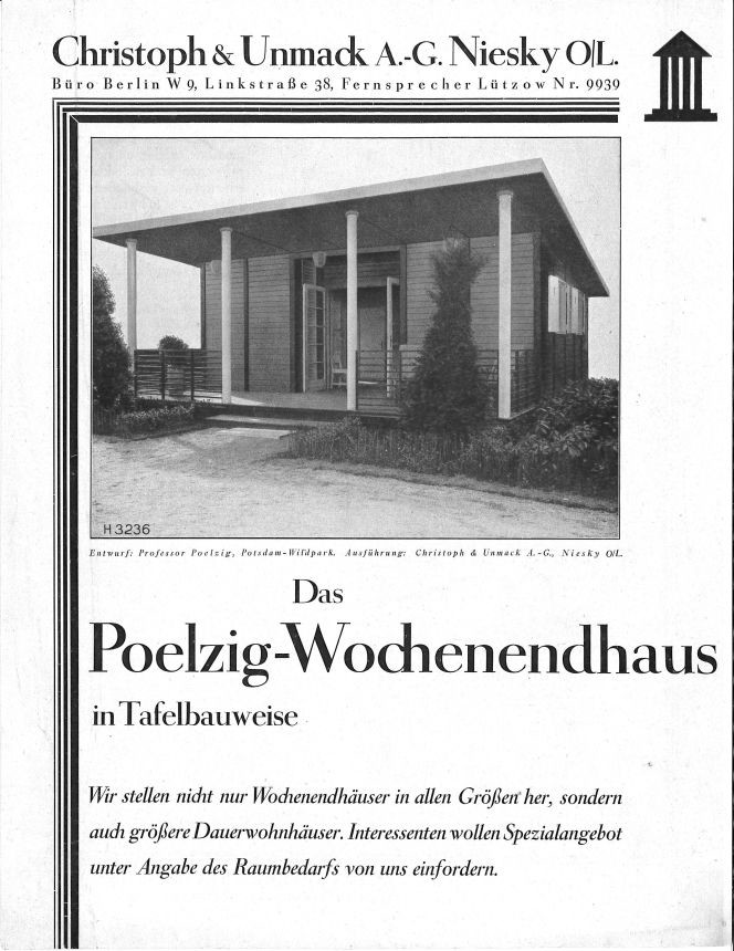 Werbeblatt "Das Poelzig-Wochenendhaus in Tafelbauweise" (Museum Niesky Forum Konrad-Wachsmann-Haus CC BY-NC-ND)