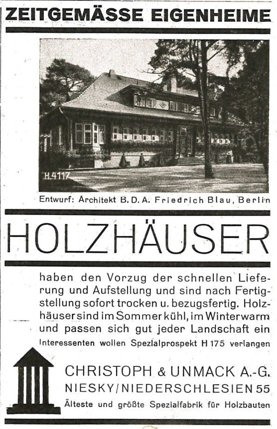 Holzhäuser, Entwurf: Friedrich Blau (Museum Niesky Forum Konrad-Wachsmann-Haus CC BY-NC-ND)