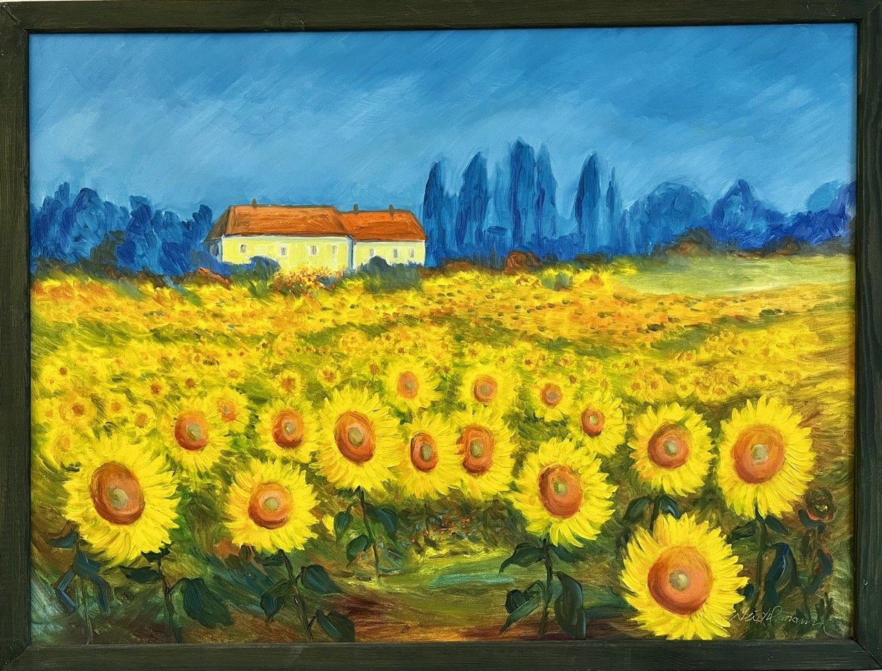 ohne Titel (Landschaft mit Sonnenblumenfeld) (Museum der Westlausitz - Kunstsammlung des Landkreises Bautzen CC BY-NC-SA)