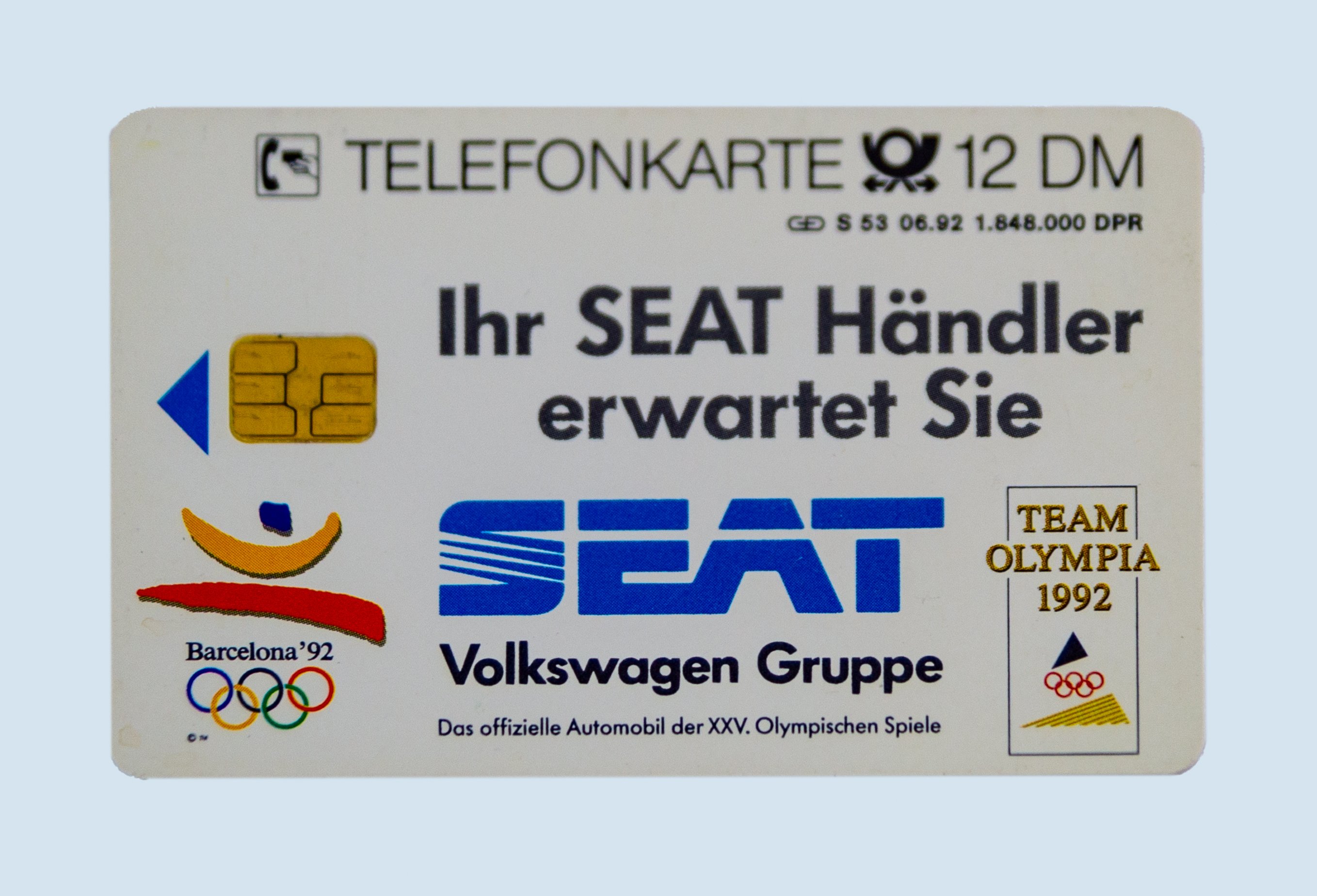 Telefonkarte 12 DM Olympia-Flotte von Seat (Verkehrsmuseum Dresden CC BY-NC-SA)