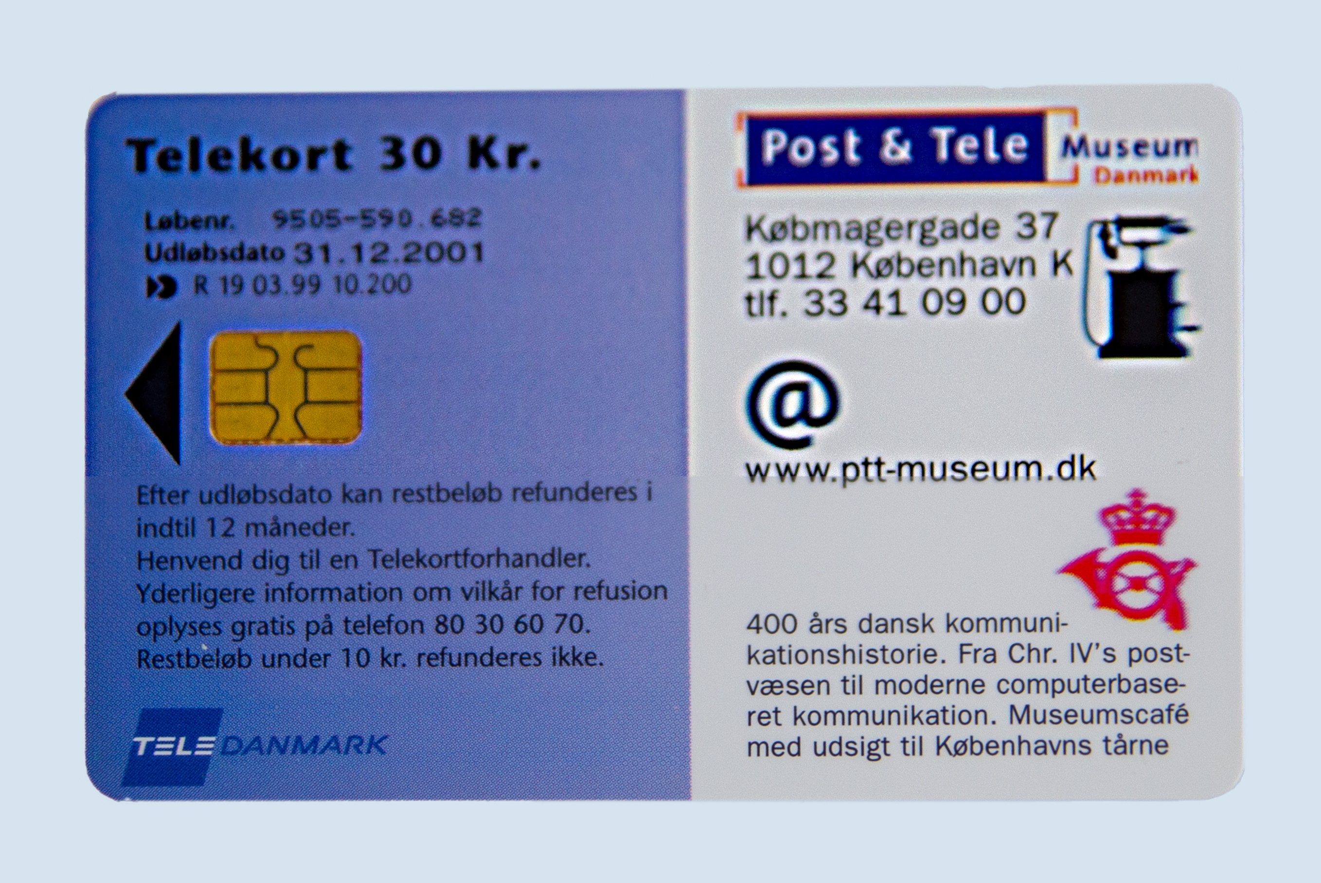 Telefonkarte 30 Dänische Kronen (Verkehrsmuseum Dresden CC BY-NC-SA)