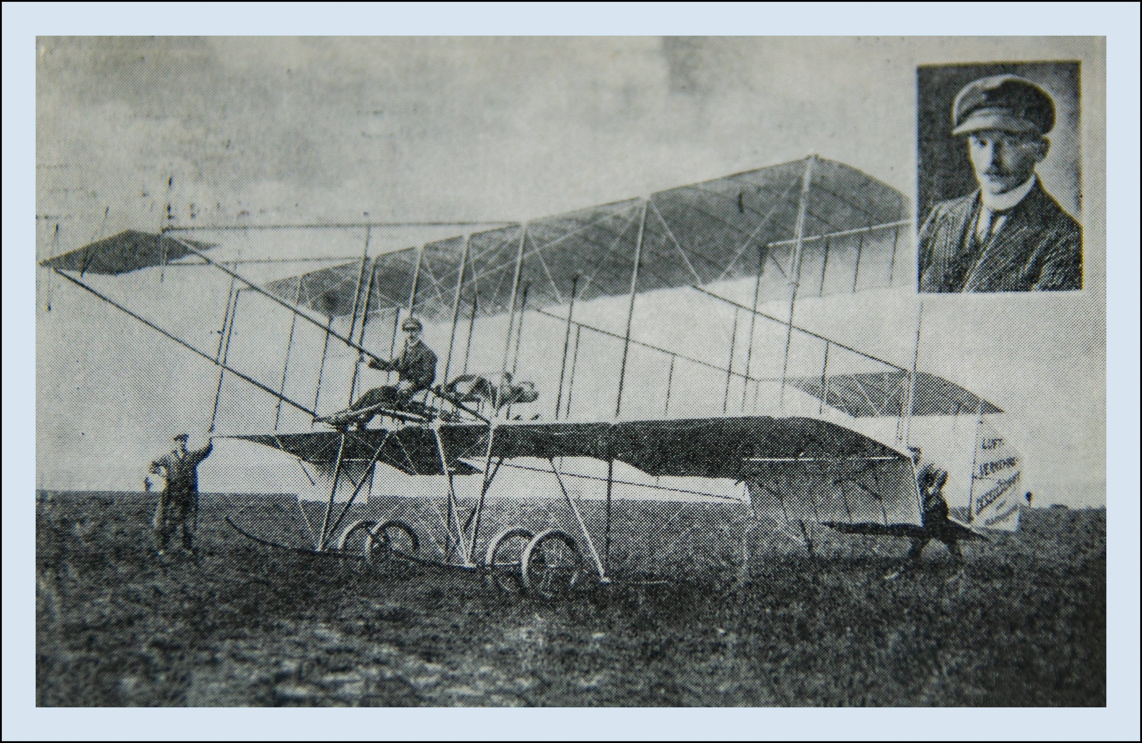 Ansichtskarte (Reprint) "Felix Laitsch, Ingenieur und Aviatiker Rundflug durch Sachsen vom 20. bis 29. Mai 1911", als Einschreiben Sonderstempel Zwick (Verkehrsmuseum Dresden CC BY-NC-SA)