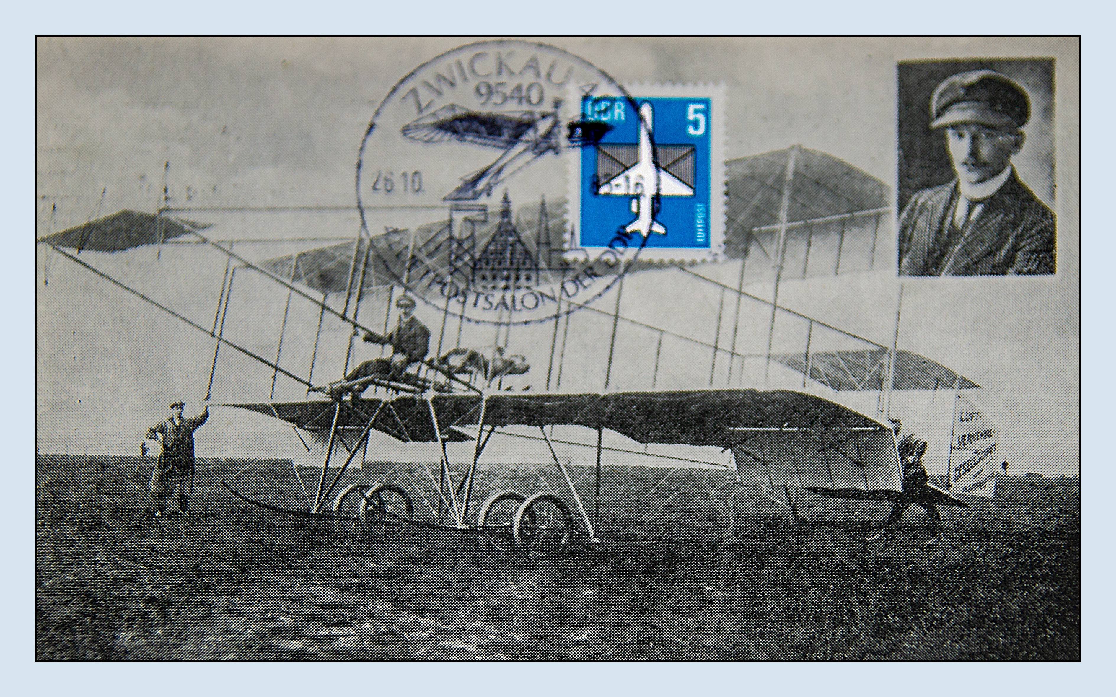 Ansichtskarte (Reprint) "Felix Laitsch, Ingenieur und Aviatiker Rundflug durch Sachsen vom 20. bis 29. Mai 1911" (Verkehrsmuseum Dresden CC BY-NC-SA)