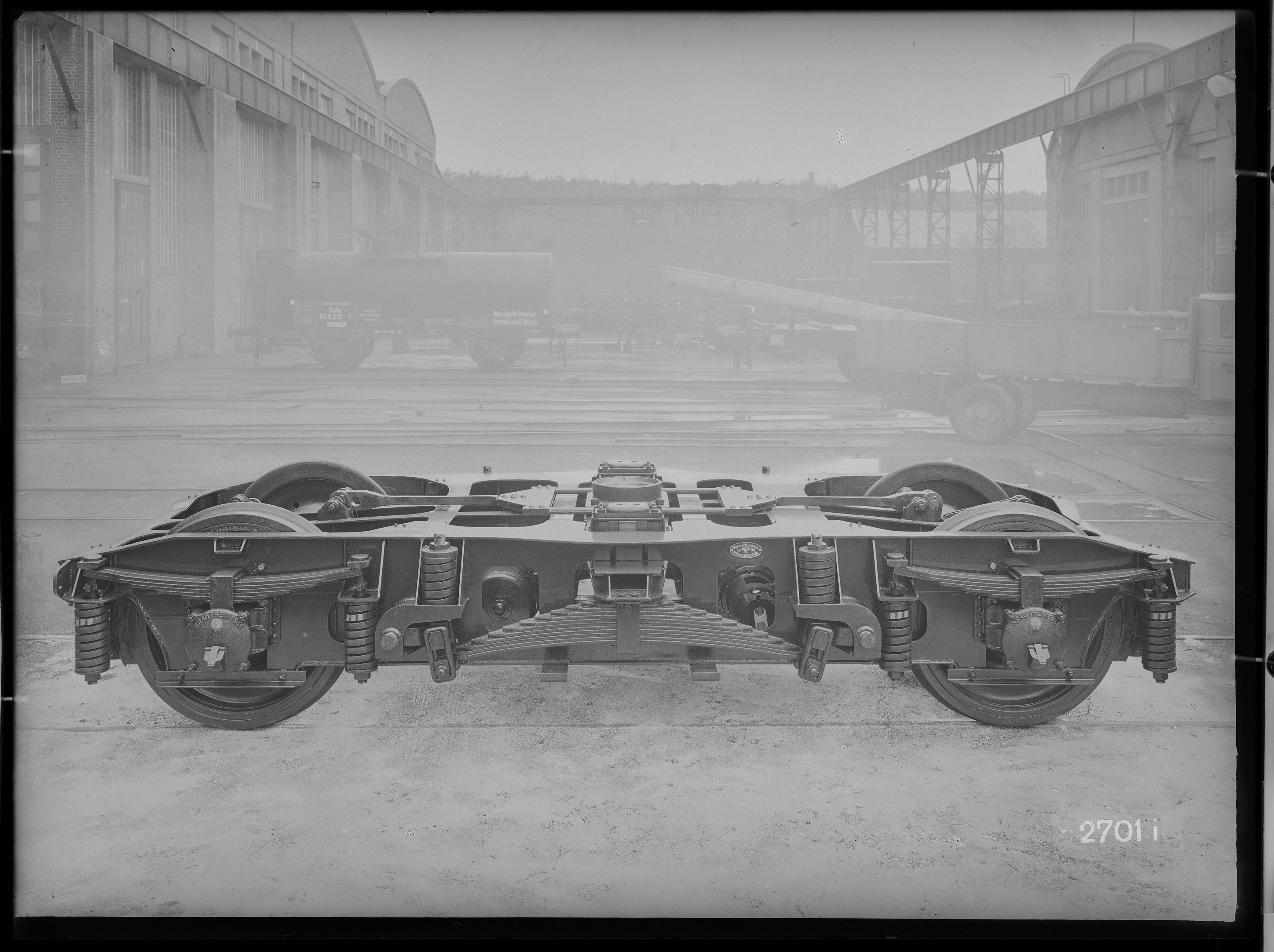 Fotografie: Drehgestell mit Bremslagern (Längsansicht), 1936. Deutsche Reichsbahn-Gesellschaft (Verkehrsmuseum Dresden CC BY-NC-SA)