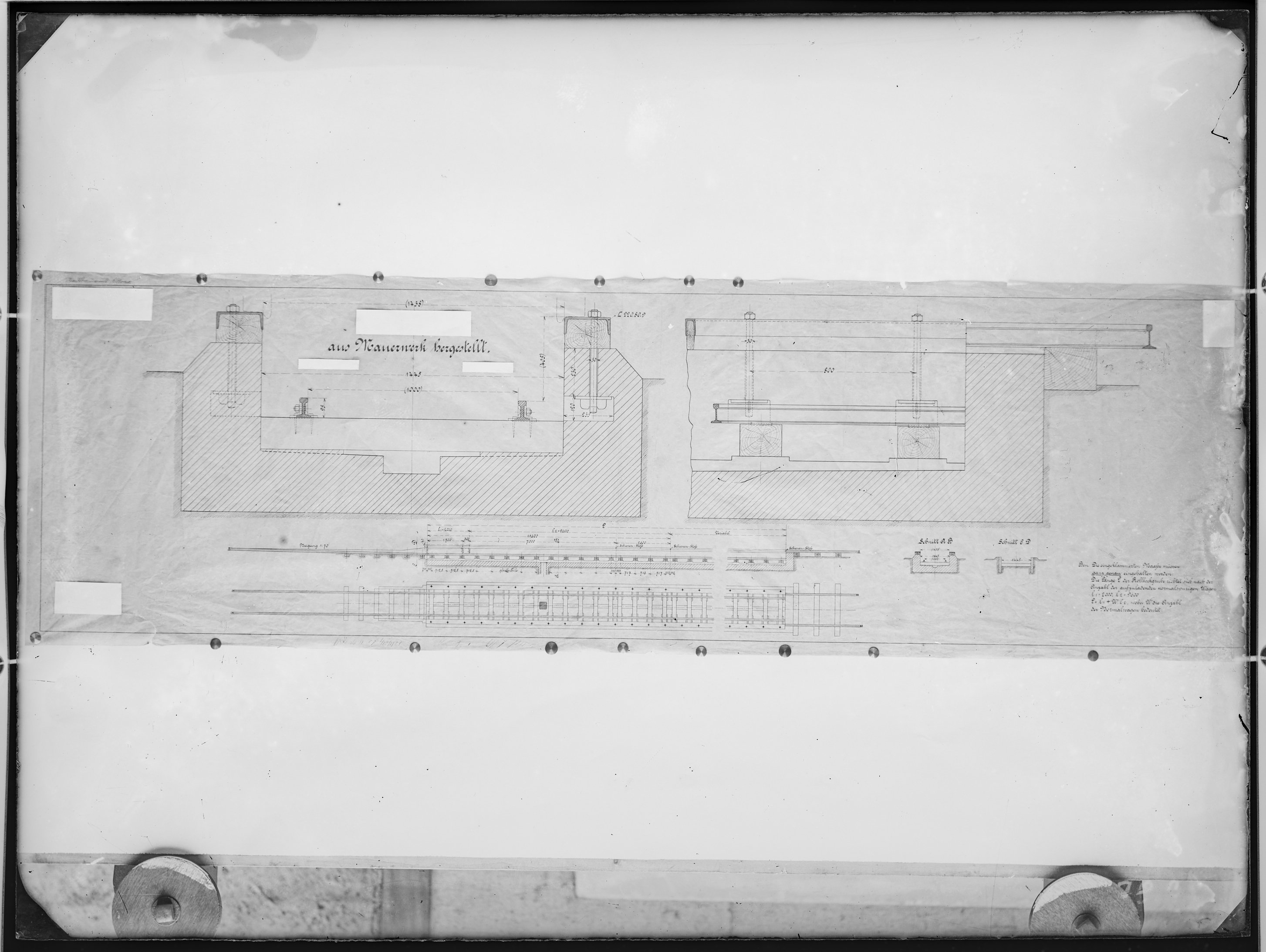Fotografie: Maßzeichnung unbekannter Herkunft für eine Rollbockgrube, um 1905? (Verkehrsmuseum Dresden CC BY-NC-SA)