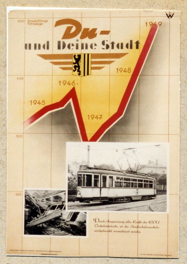 Plakat: Du und Deine Stadt. 1949. KWU Straßenbahn Dresden (Verkehrsmuseum Dresden CC BY-NC-SA)
