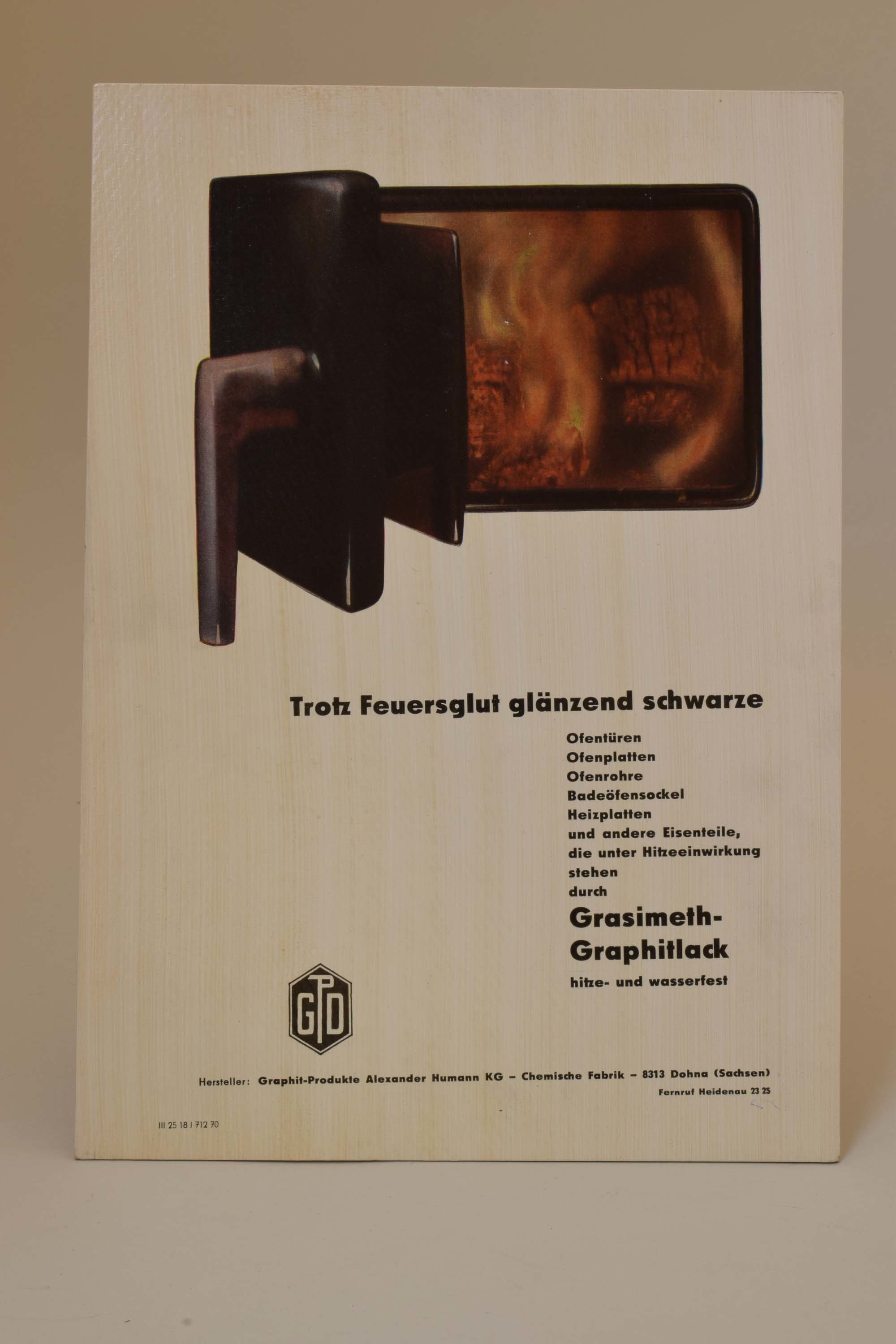 Produktwerbung "Grasimet" (Heimatmuseum Dohna CC BY-NC-SA)