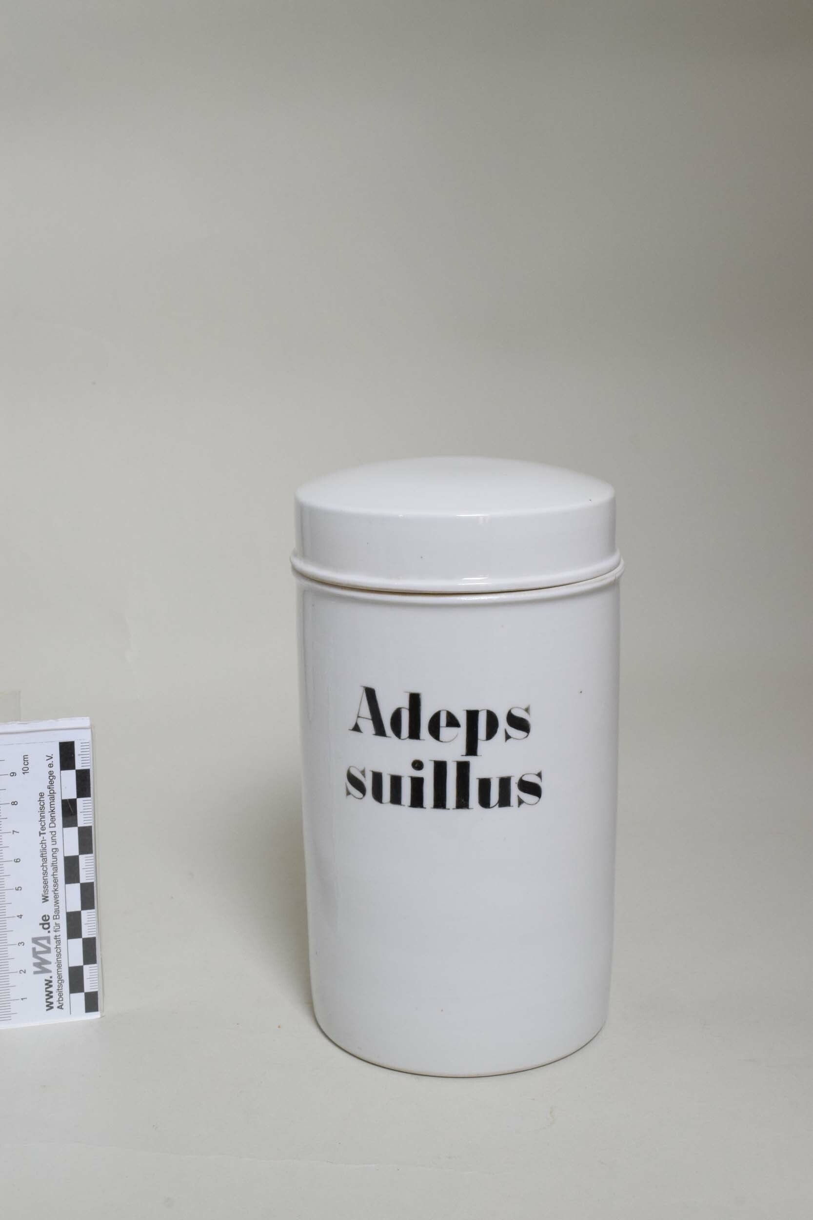 Arzneimitteldose "Adeps suillus" (Heimatmuseum Dohna CC BY-NC-SA)