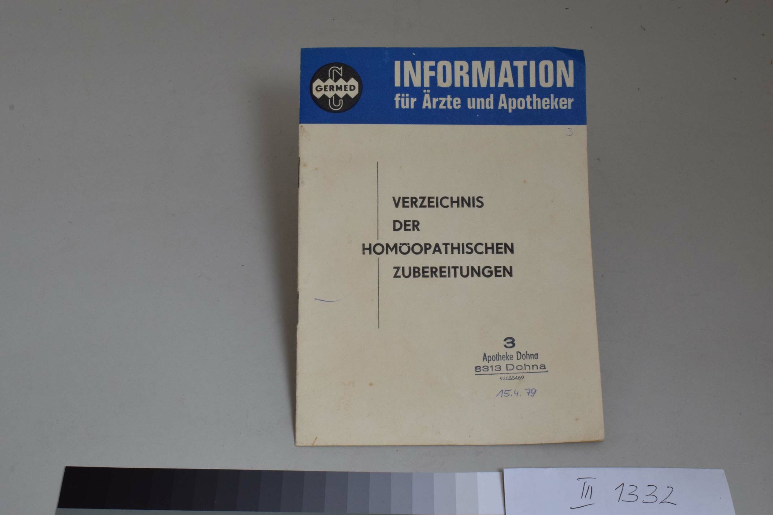 Broschüre "Verzeichnis der Homöopathischen Zubereitungen" (Heimatmuseum Dohna CC BY-NC-SA)