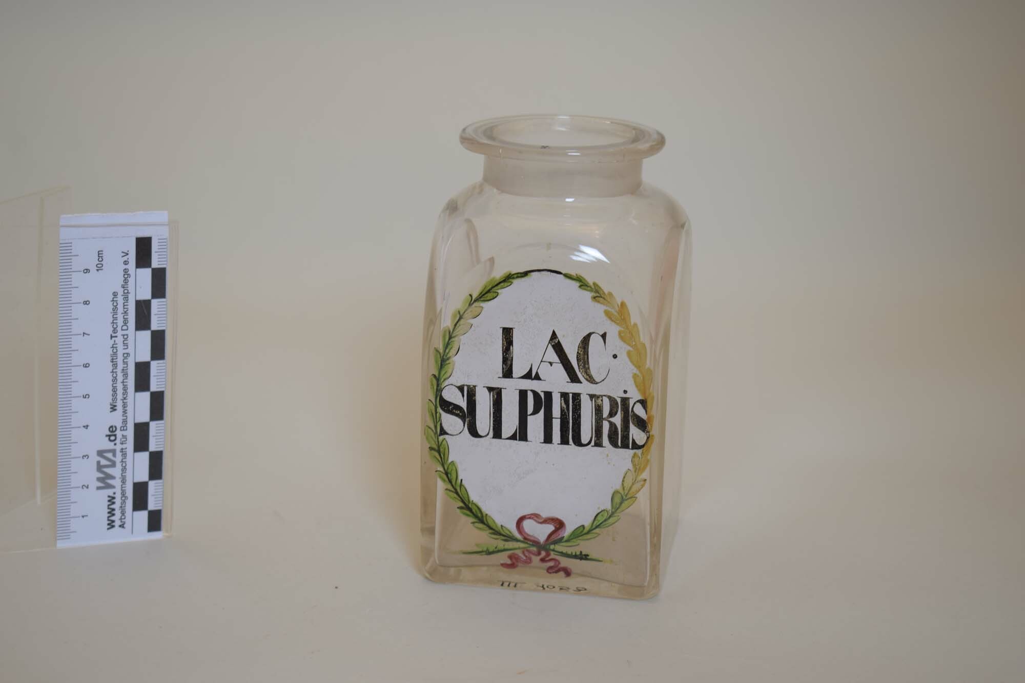 Apothekenflasche "Lac sulphuris" (Schwefelmilch) (Heimatmuseum Dohna CC BY-NC-SA)