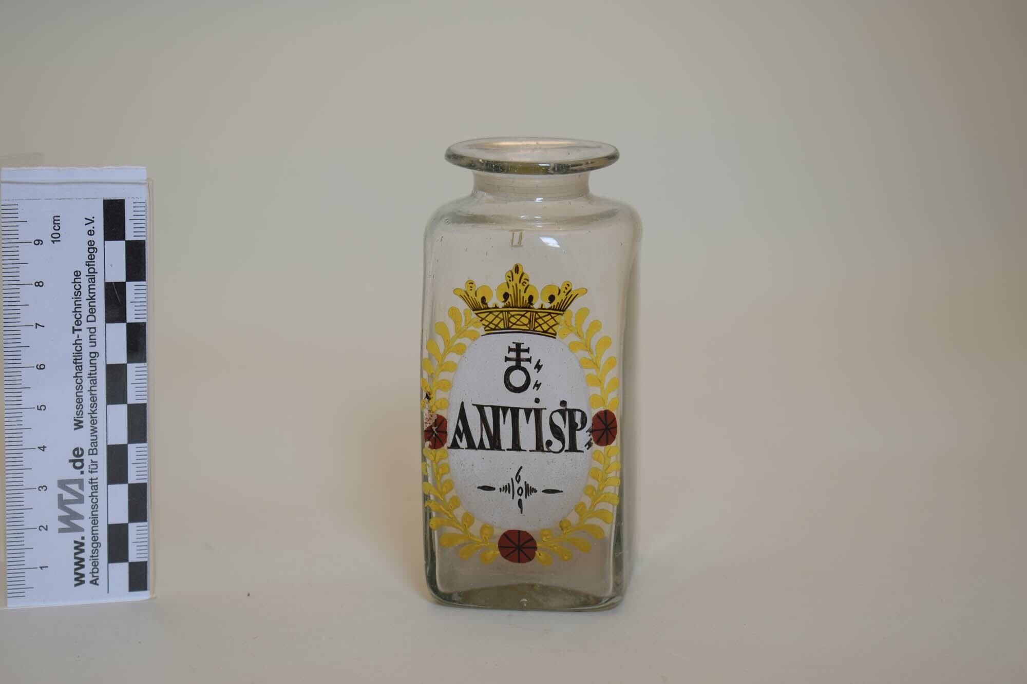 Apothekerglas "ANTISP" (Antiseptische Pastillen) (Heimatmuseum Dohna CC BY-NC-SA)