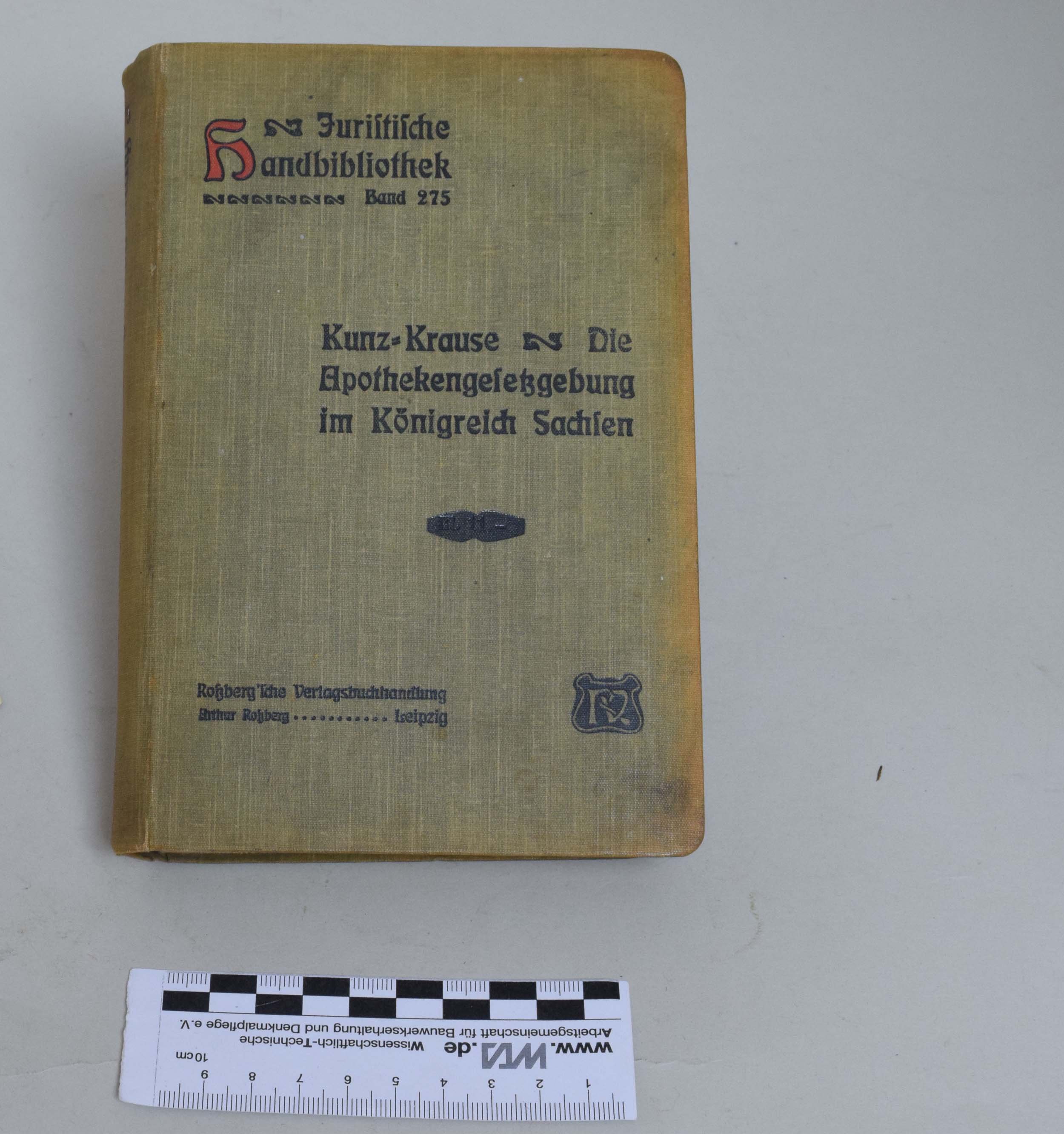 Buch "Die Apothekengesetzgebung im Königreich Sachsen", 1908 (Heimatmuseum Dohna CC BY-NC-SA)