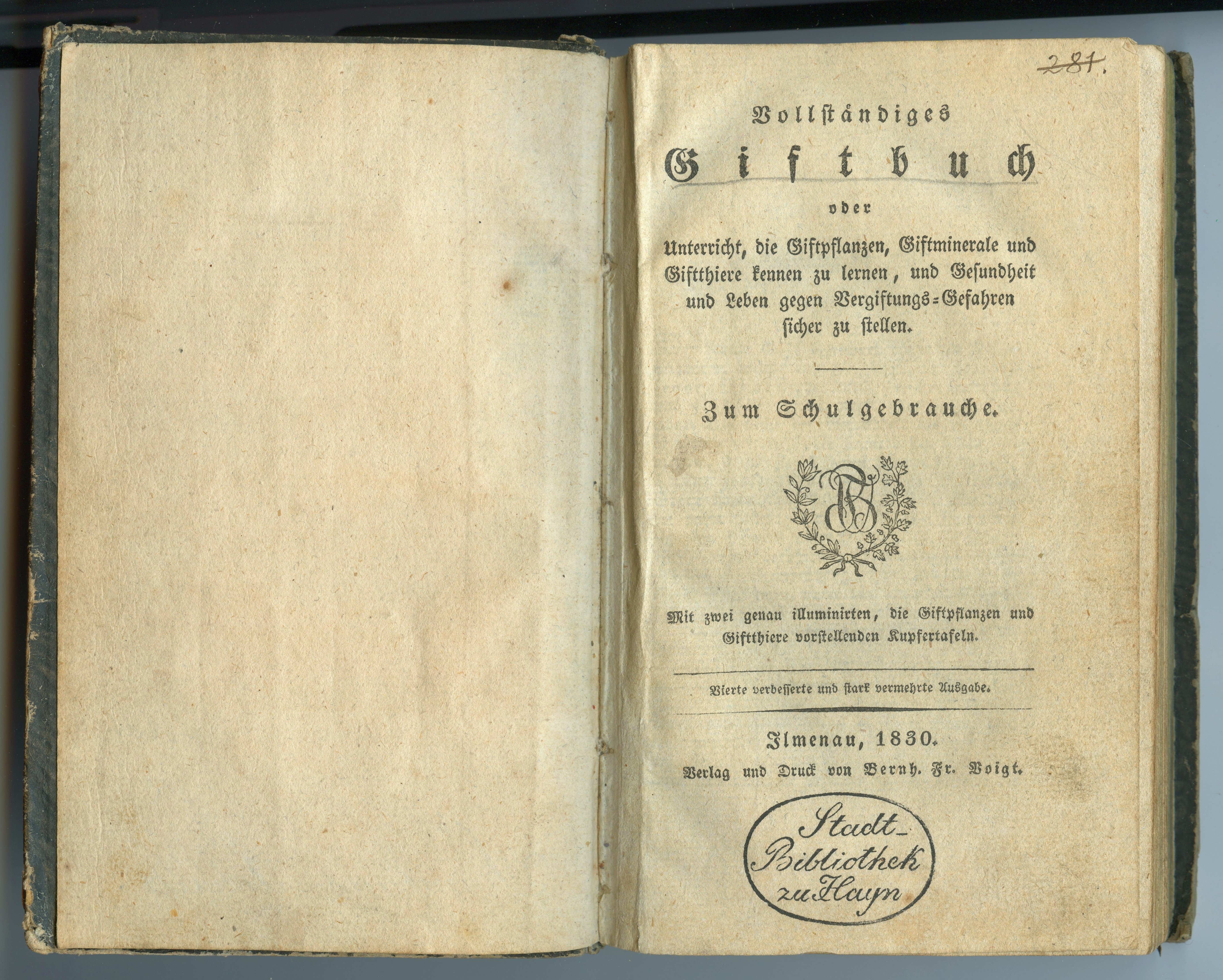 Vollständiges Giftbuch [...], 1830 (Museum Alte Lateinschule CC BY-NC-SA)