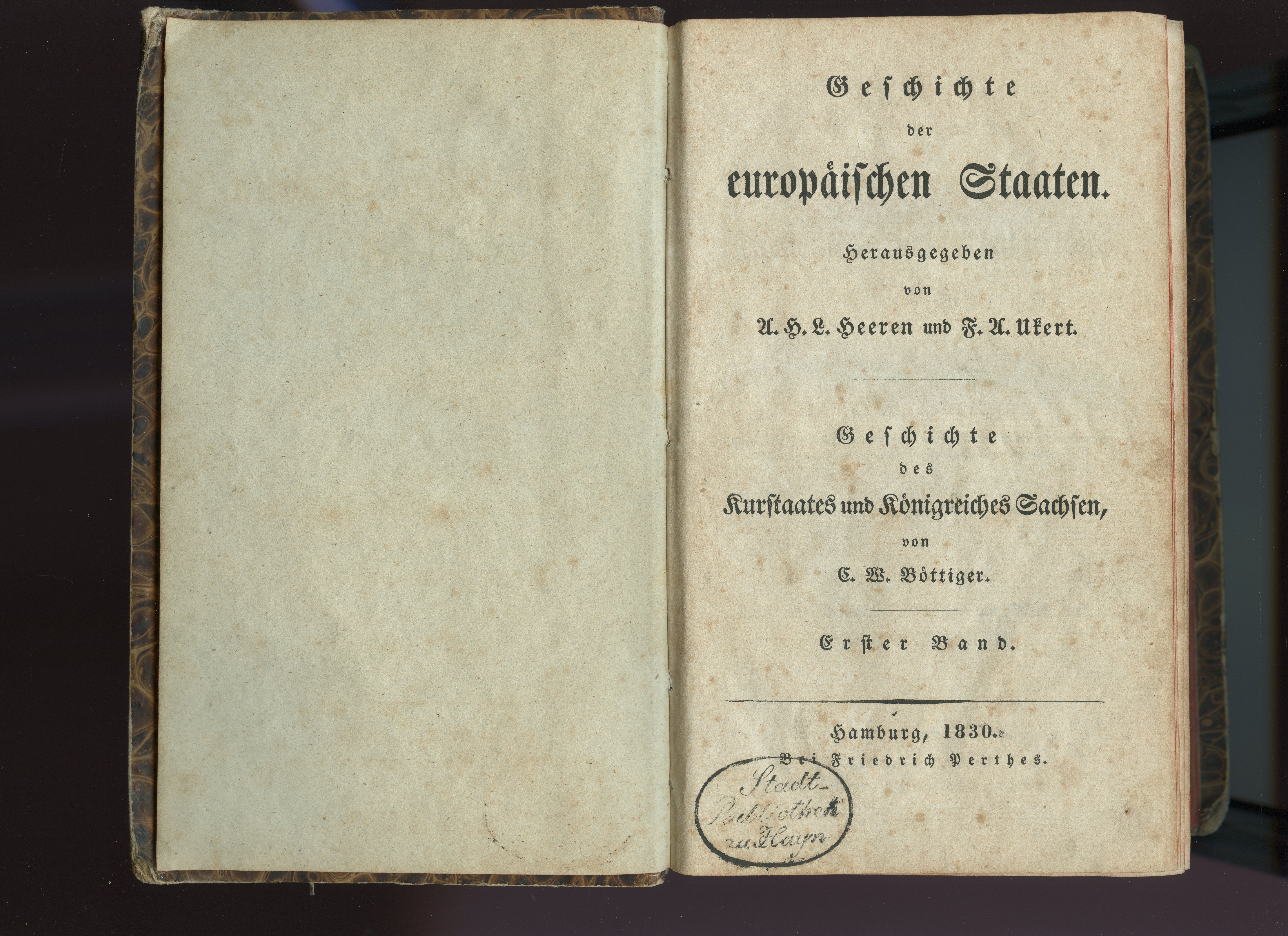 Böttiger, C.W.: Geschichte des Kurstaates und Königreiches Sachsen, Bd. 1, 1830 (Museum Alte Lateinschule CC BY-NC-SA)