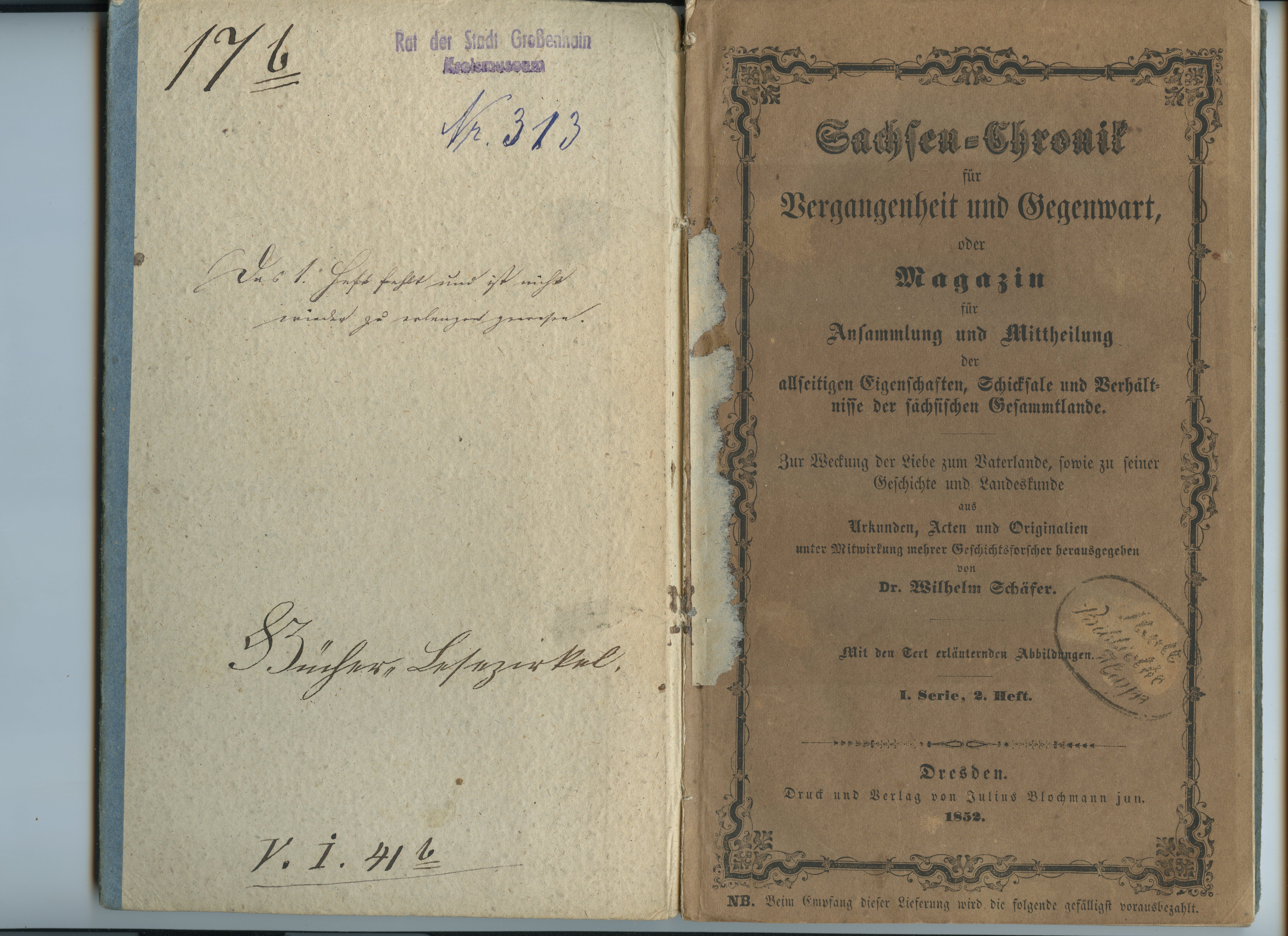 Schäfer, Wilhelm (Hrsg.): Sachsen-Chronik für Vergangenheit und Gegenwart, I/2 1852 (Museum Alte Lateinschule CC BY-NC-SA)