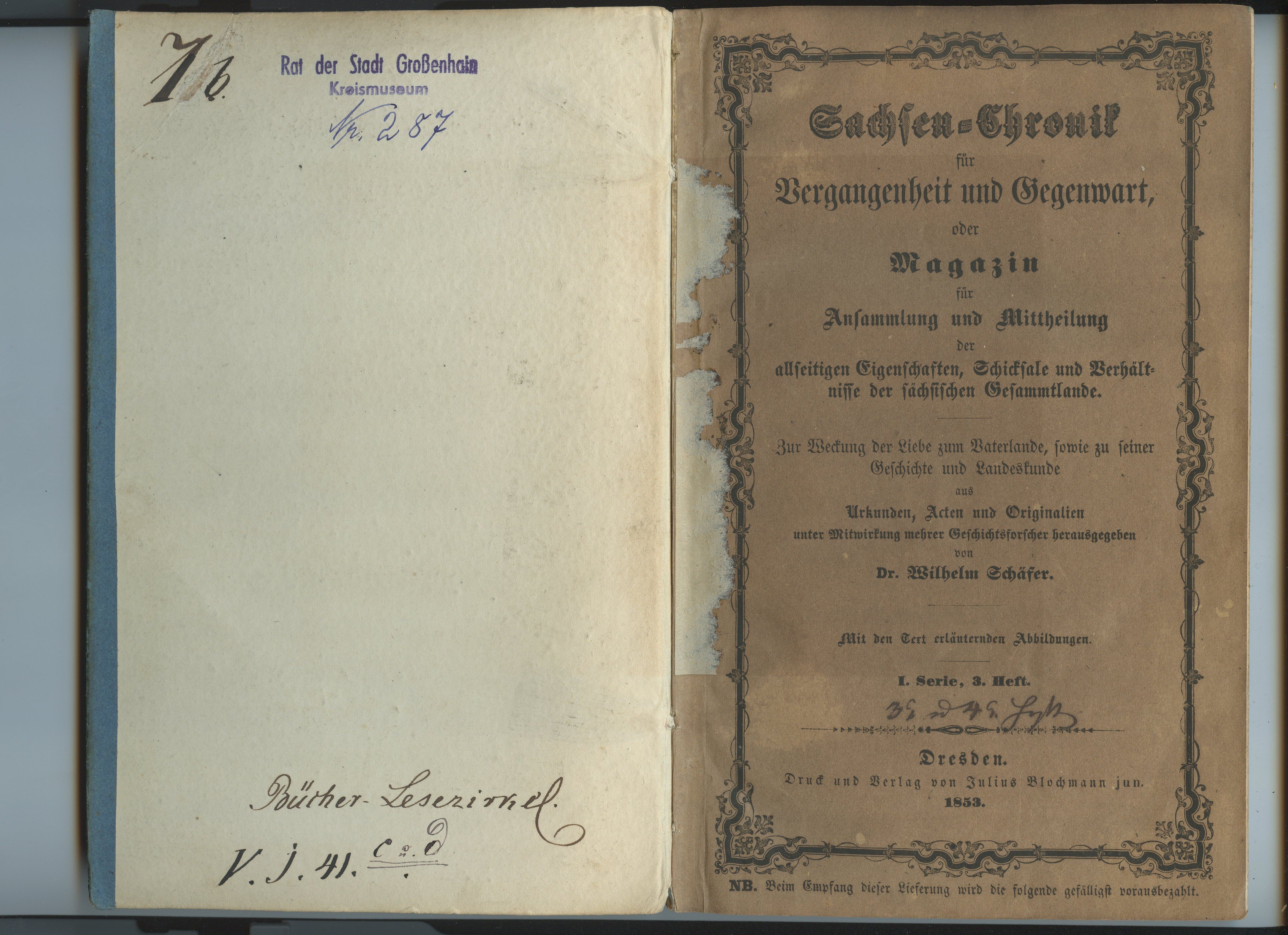 Schäfer, Wilhelm (Hrsg.): Sachsen-Chronik für Vergangenheit und Gegenwart, I/3+4 1853 (Museum Alte Lateinschule CC BY-NC-SA)