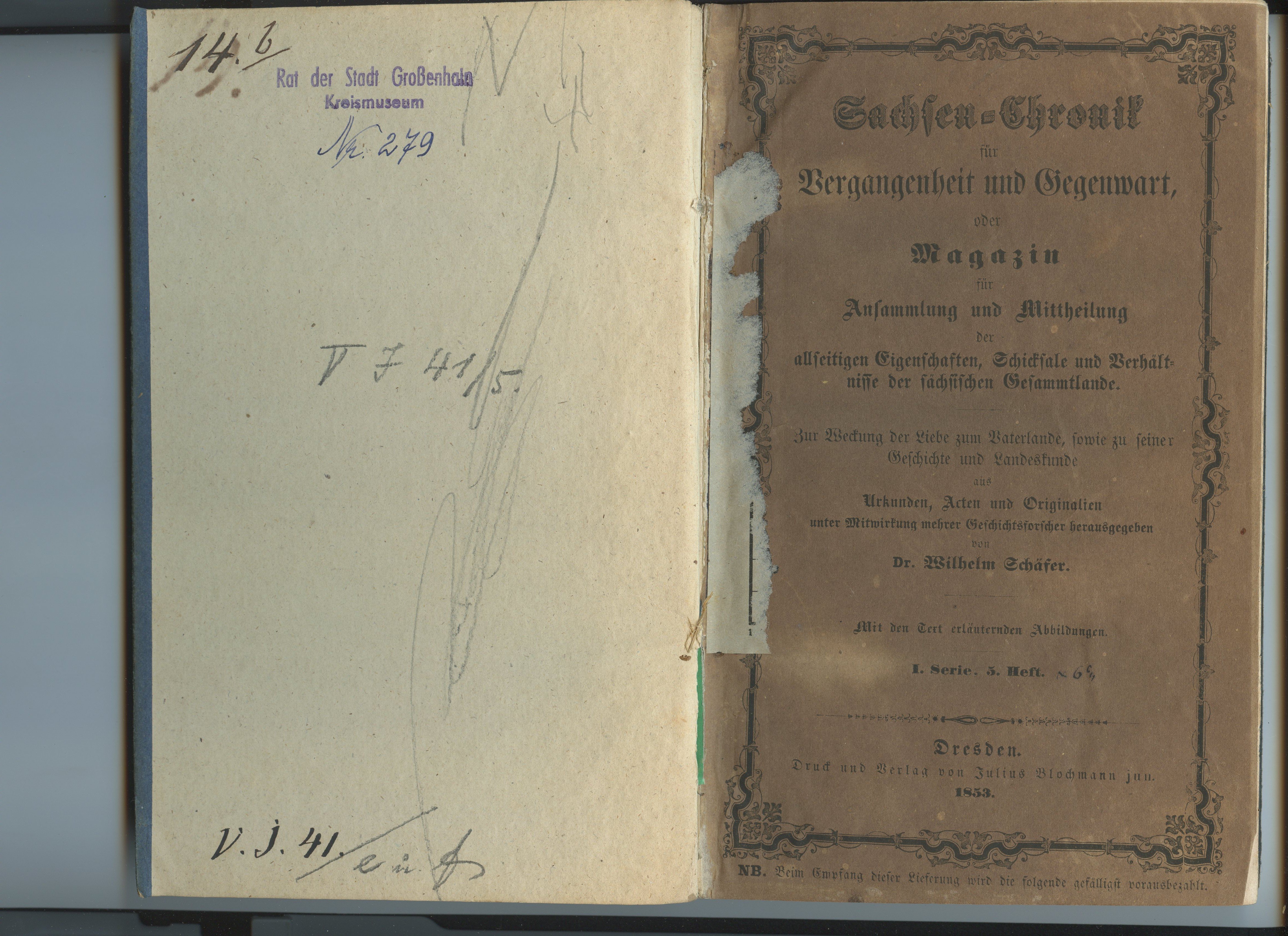 Schäfer, Wilhelm (Hrsg.): Sachsen-Chronik für Vergangenheit und Gegenwart, I/5+6 1853 (Museum Alte Lateinschule CC BY-NC-SA)