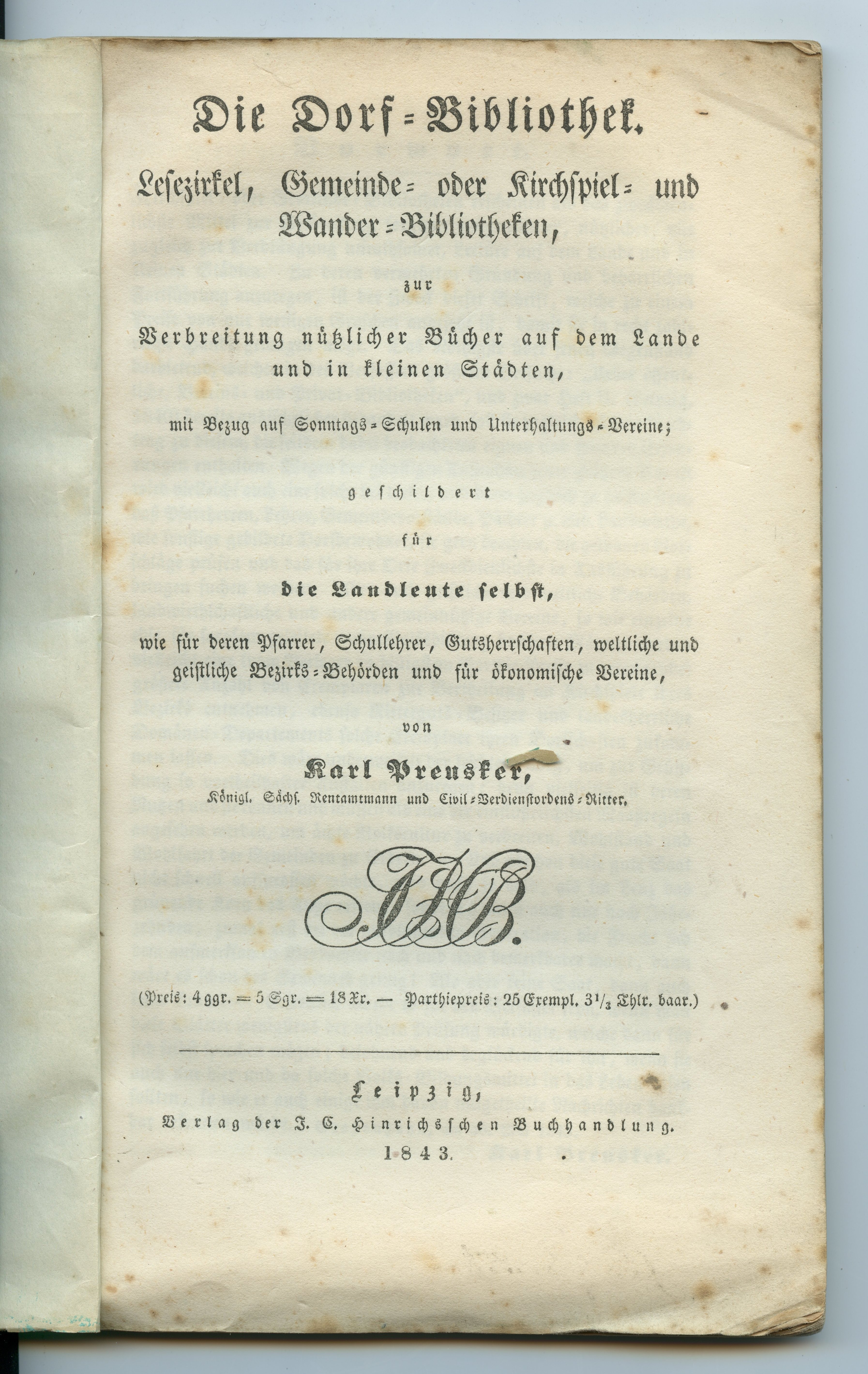 Preusker, Karl: Die Dorf-Bibliothek [...], 1843 (Museum Alte Lateinschule CC BY-NC-SA)