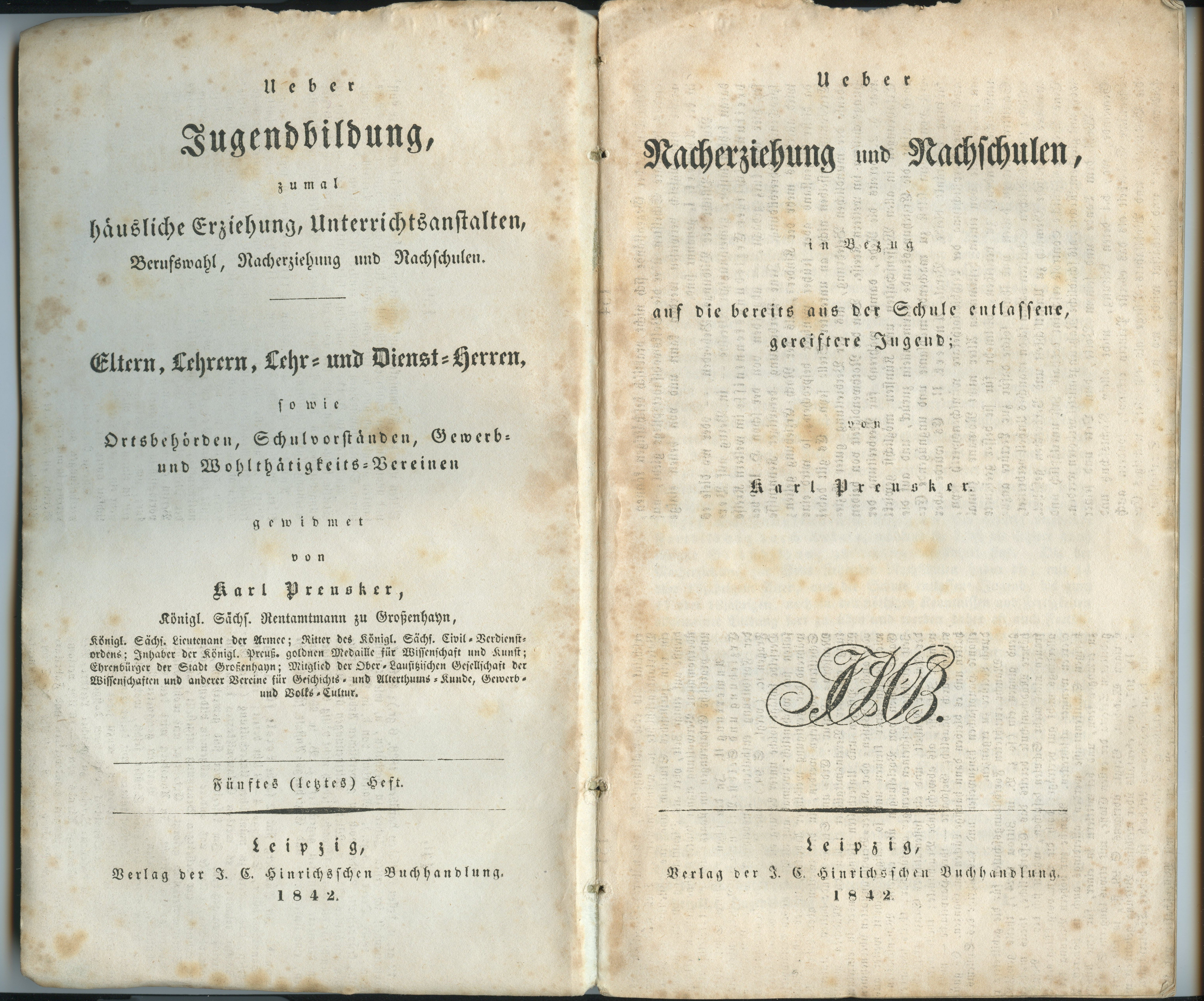 Preusker, Karl: Ueber Nacherziehung und Nachschulen [...], 1842 (Museum Alte Lateinschule CC BY-NC-SA)