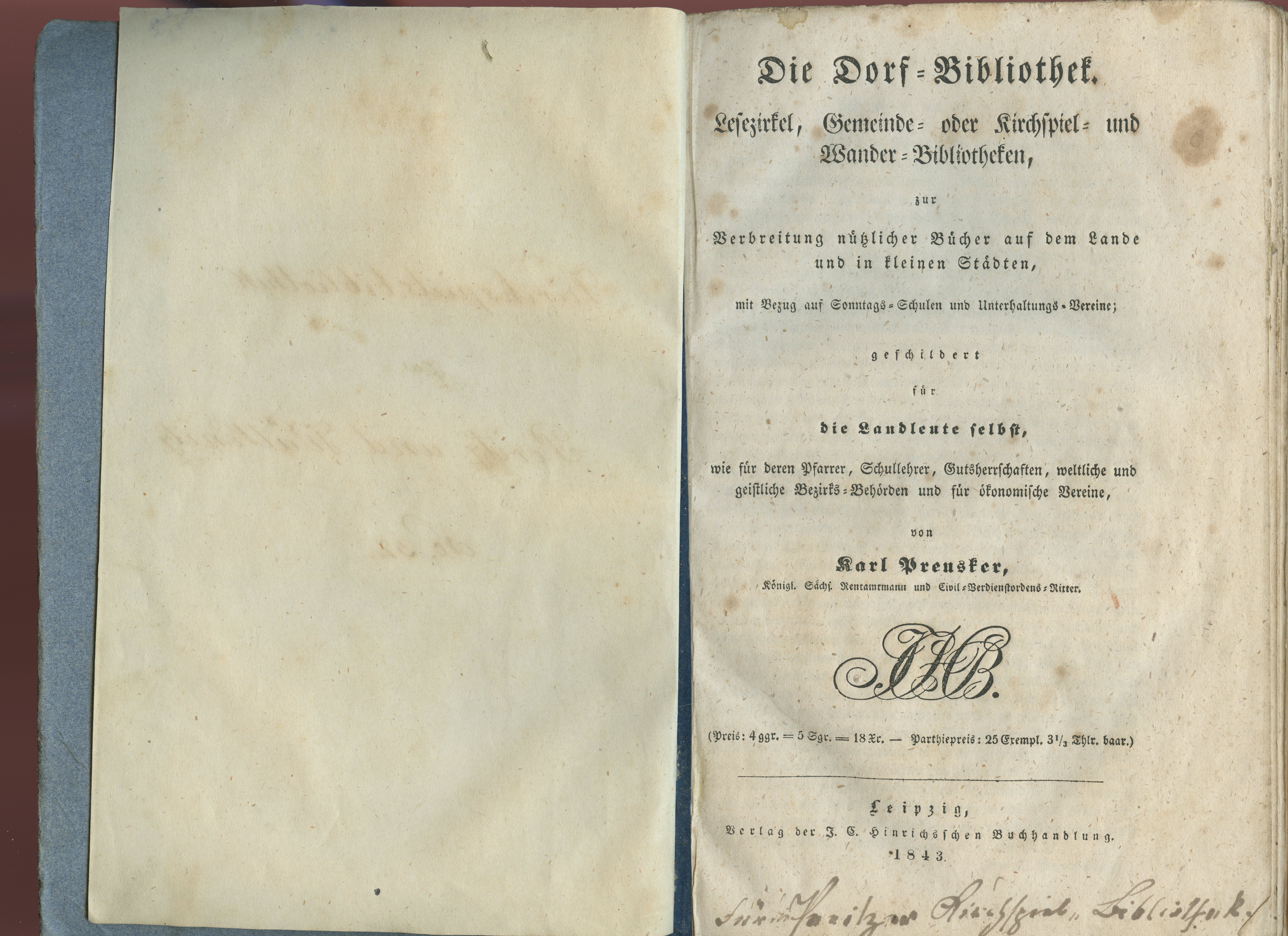Preusker, Karl: Die Dorf-Bibliothek [...], 1843 (Museum Alte Lateinschule CC BY-NC-SA)