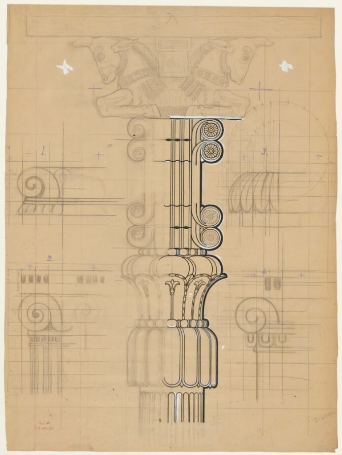 Vorgriechische ionische Kapitelle (Entwurf zu einer Wandtafel) (Museum - Naturalienkabinett Waldenburg CC BY-NC-SA)