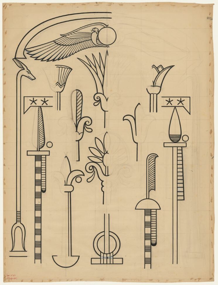 Fächer einer Zwergpalme und Fächerpalmette (Entwurf zu einer Wandtafel) (Museum - Naturalienkabinett Waldenburg CC BY-NC-SA)