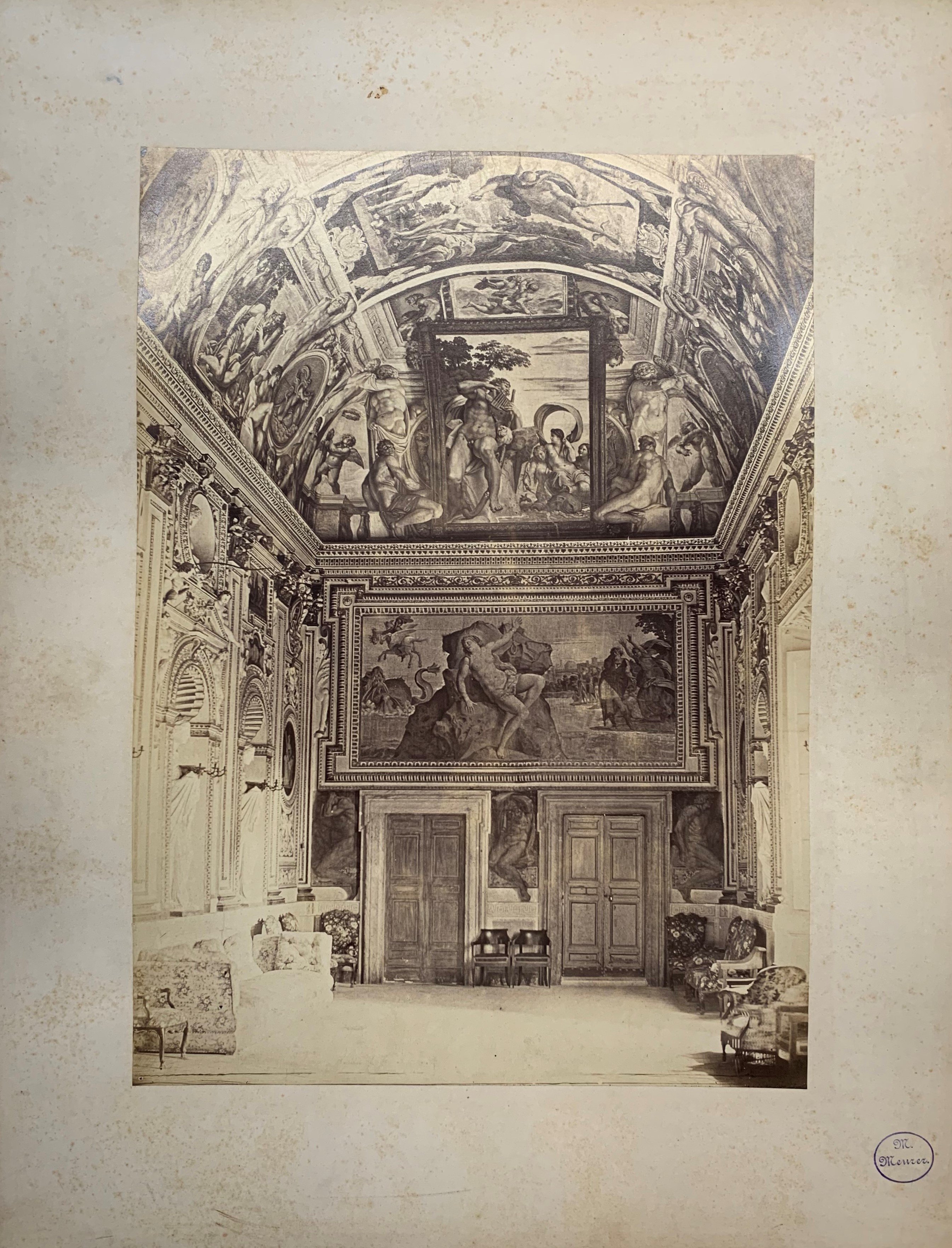 Lehrtafel Innenansicht der Galleria Farnese (Museum Naturalienkabinett Waldenburg CC BY-NC-SA)