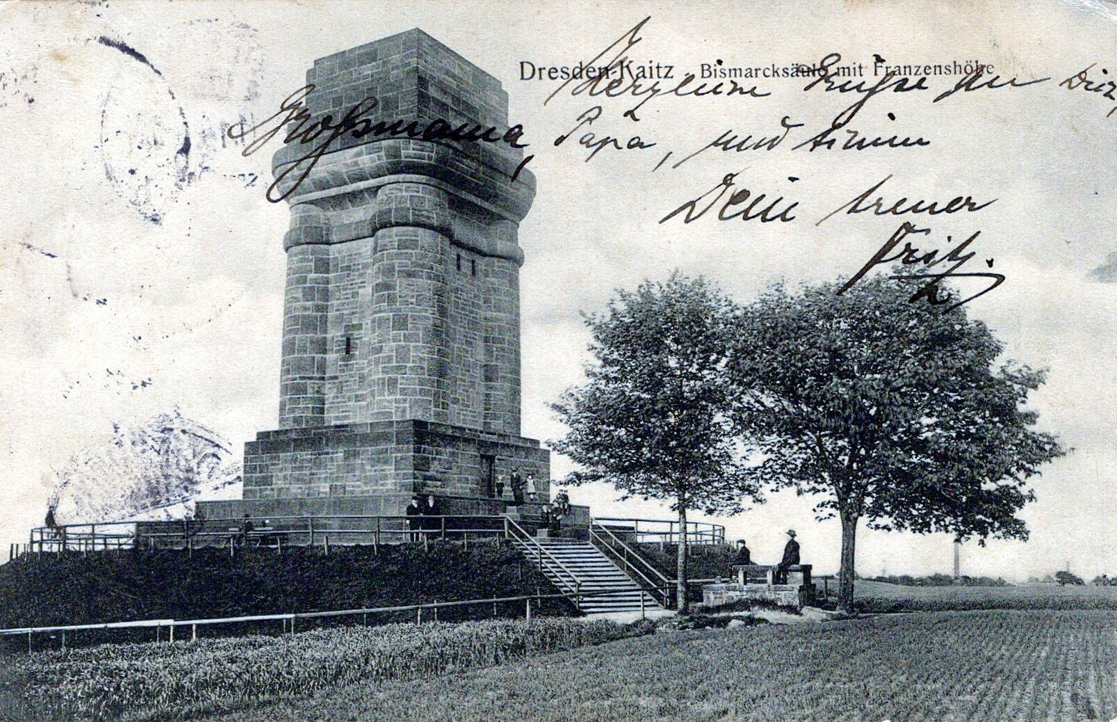 Postkarte: Dresden Kaitz Bismarcksäule (Haus Schminke RR-F)