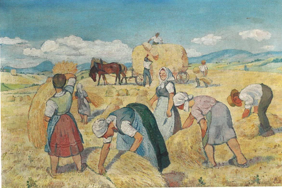 Ölgemälde "Getreideernte" (Städtische Museen Zittau CC BY-NC-SA)