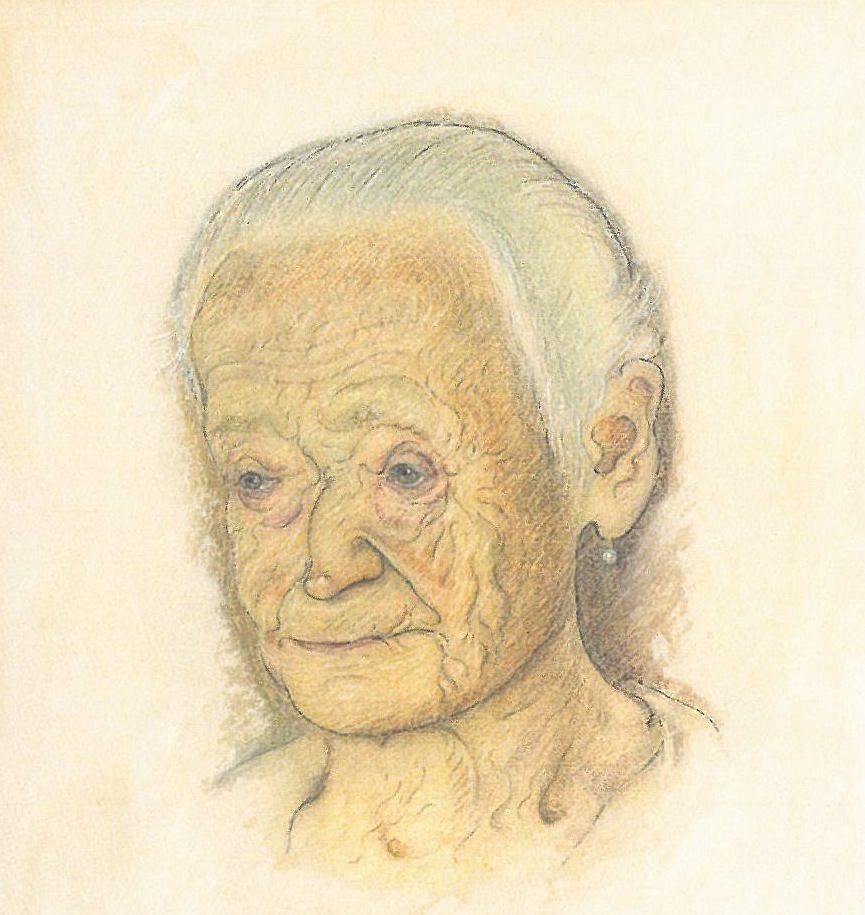 Bleistiftzeichnung "Porträt einer alten Frau" (Städtische Museen Zittau CC BY-NC-SA)