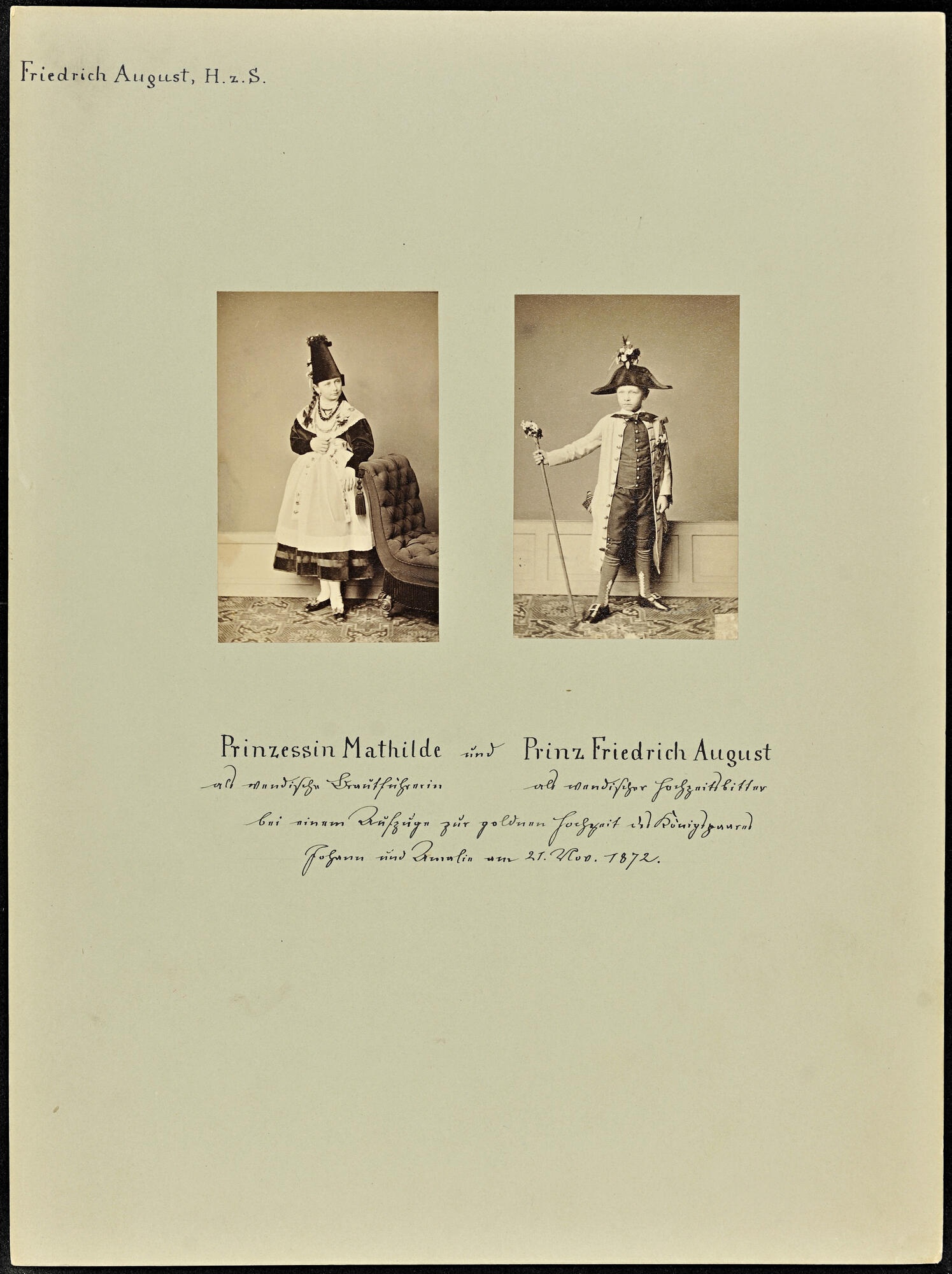 Tafel 483, Bild 1, Prinzessin Mathilde [von Sachsen] als wendische Brautführerin (Stadtmuseum Dresden RR-F)