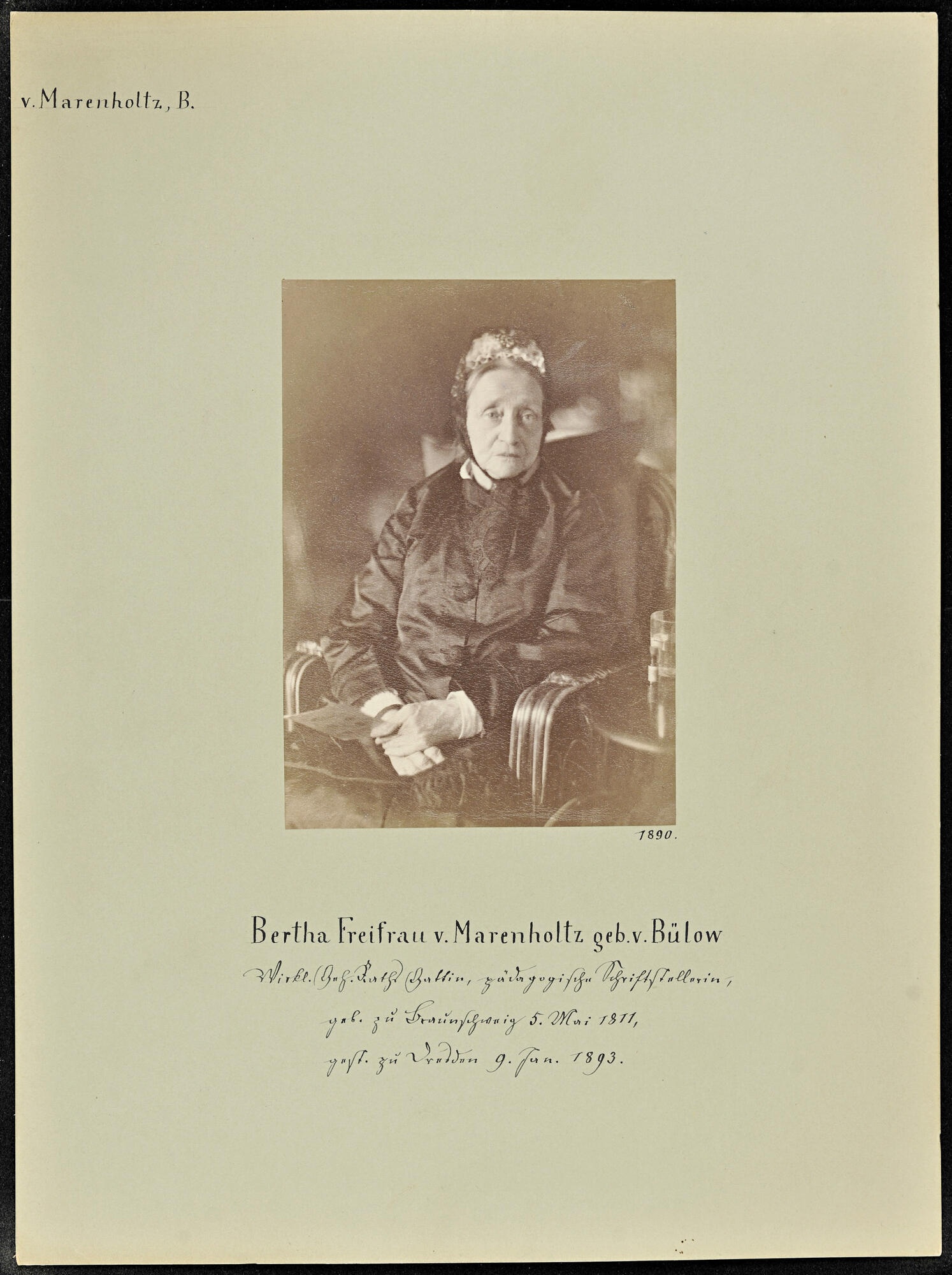 Tafel 1101, Bertha Freifrau von Marenholtz geborene von Bülow (Stadtmuseum Dresden RR-F)