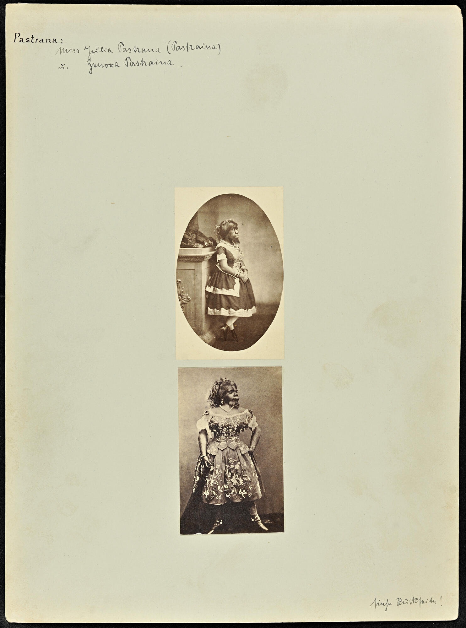 Tafel 1258, Bild 1, Miss Julia Pastrana (Pastraina) und Zenora Pastraina (Stadtmuseum Dresden RR-F)
