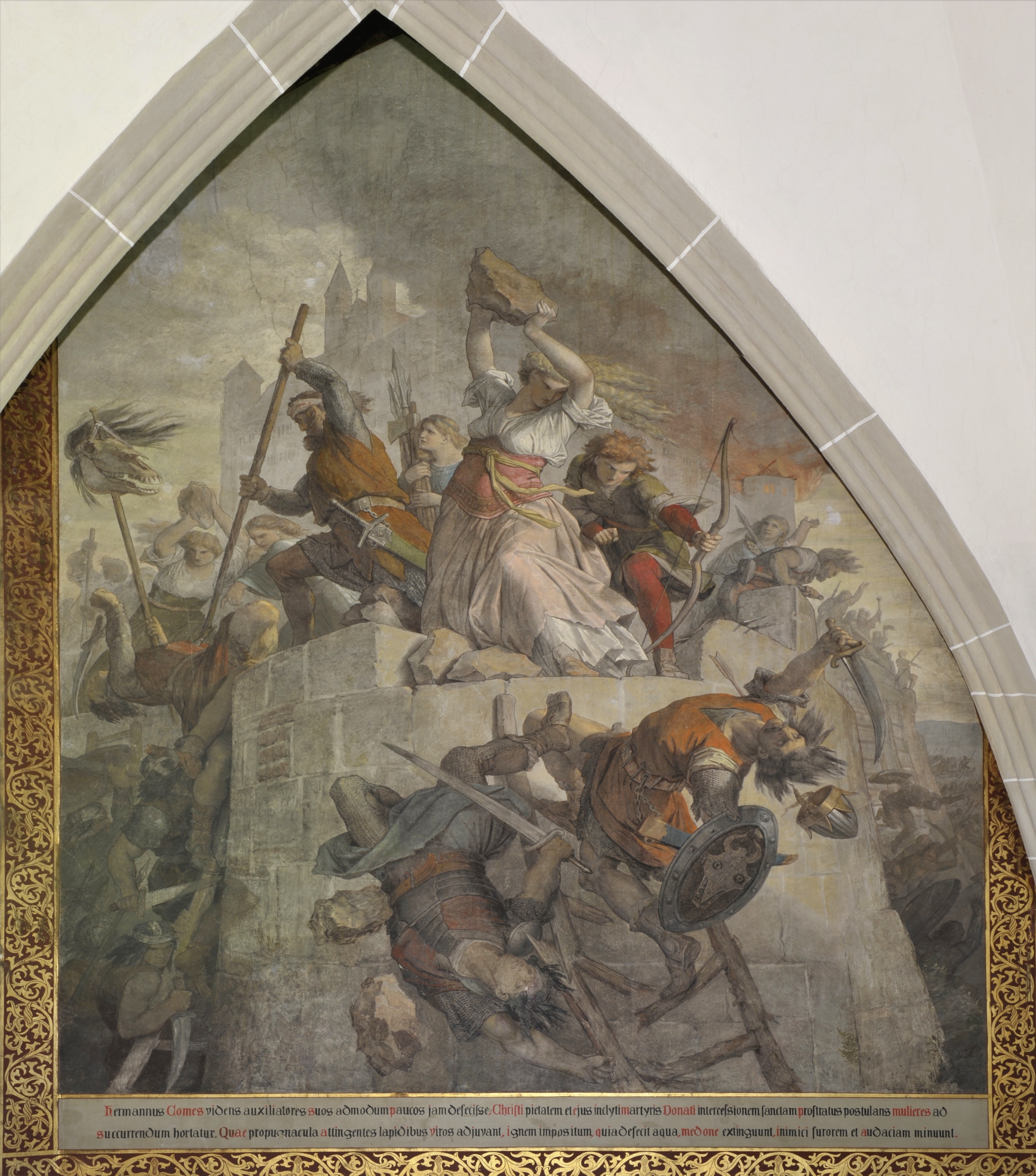 Wandbild:
"Bestürmung der Burg Meißen durch Herzog Mieszko von Polen im
Jahr 1015" (SBG gGmbH CC BY-NC-SA)