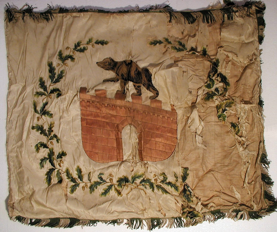 Fahne mit grün-weißer Kordel (Museum Schloss Bernburg CC BY-NC-SA)