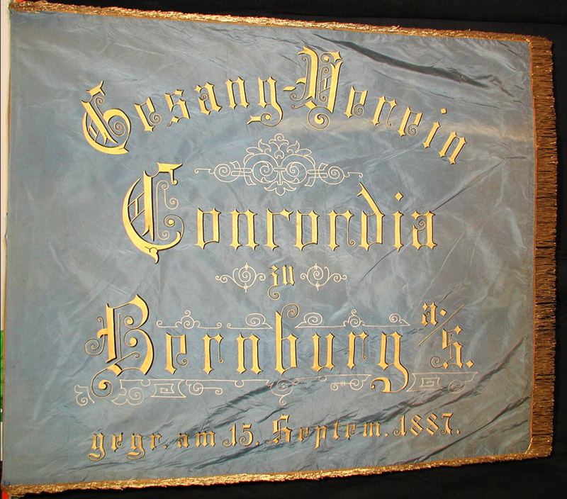 Fahne &quot;Gesangsverein Concordia Bernburg an der Saale&quot; (Museum Schloss Bernburg CC BY-NC-SA)