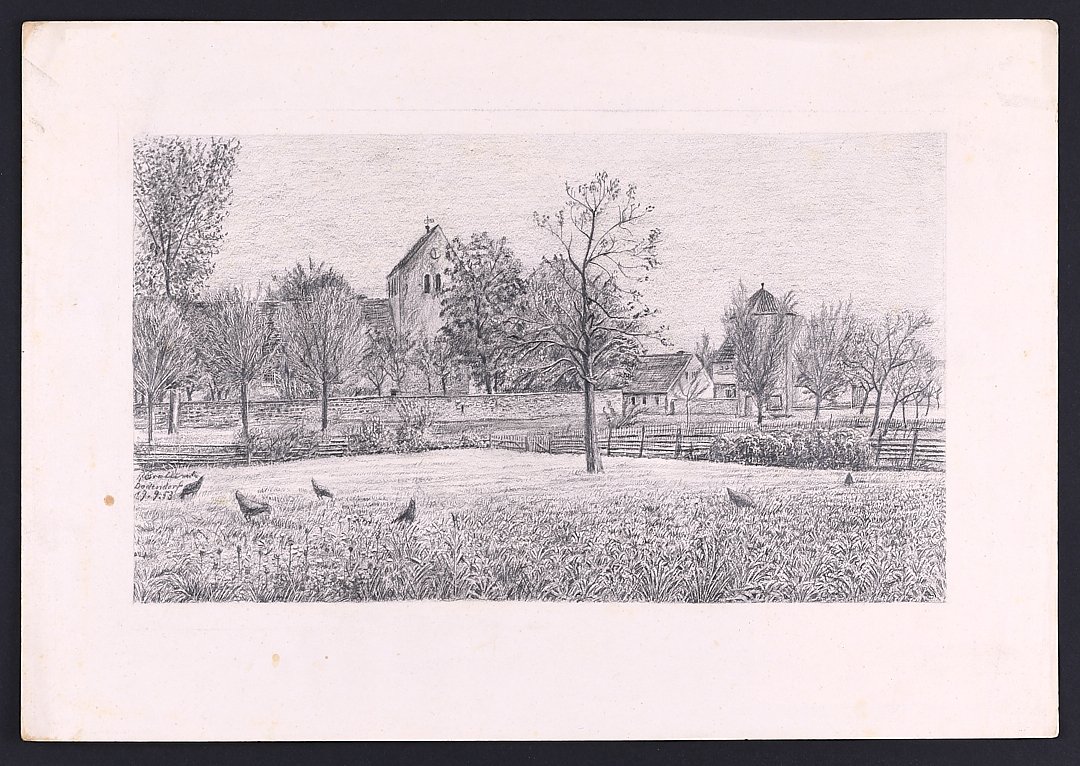Wiese mit Hühnern (Börde-Museum Burg Ummendorf CC BY-NC-SA)