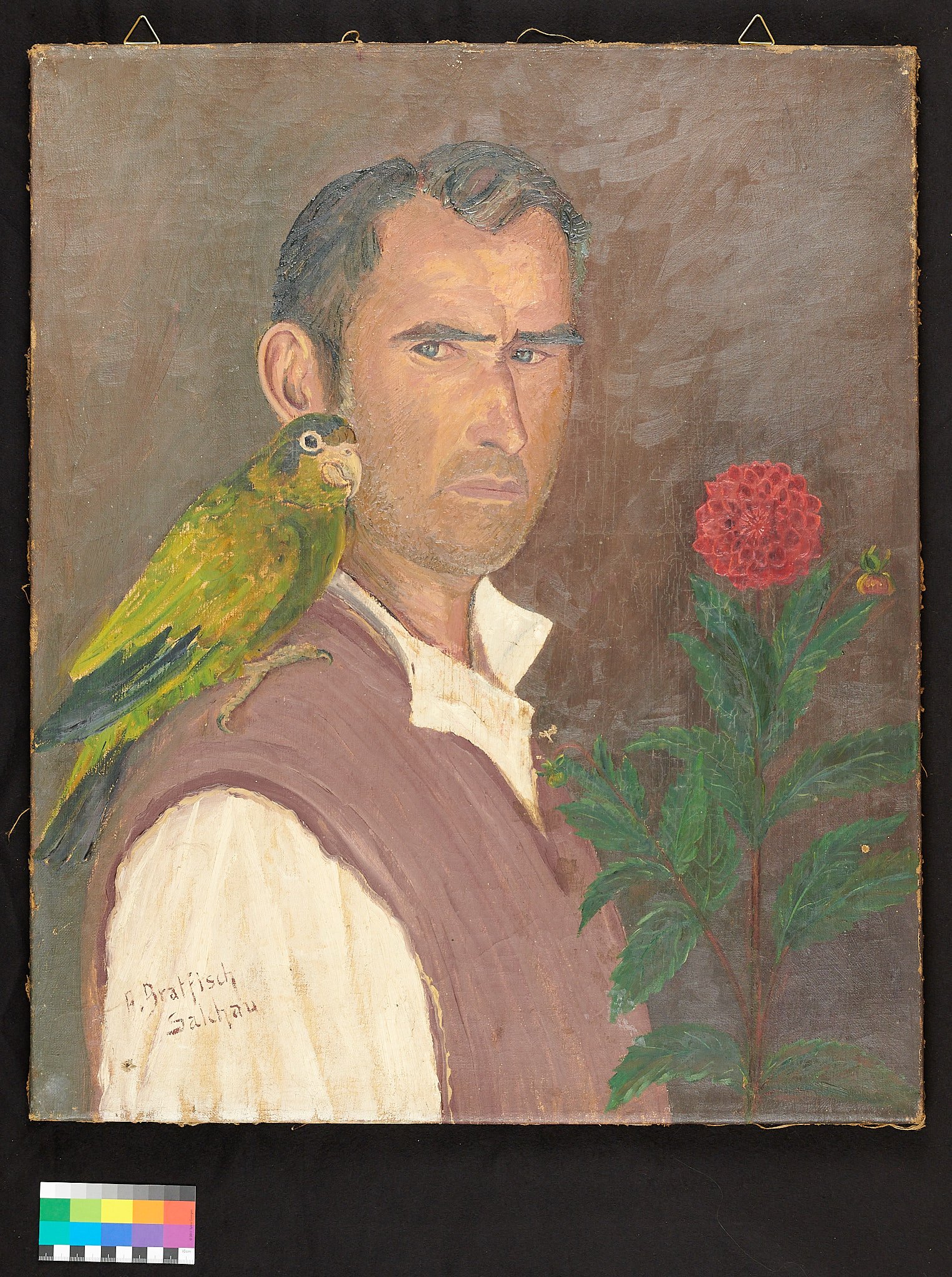 Mann mit Papagei (Börde-Museum Burg Ummendorf CC BY-NC-SA)